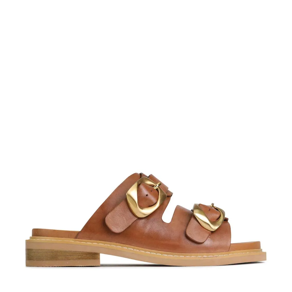 Verzierte Ledersandalen mit Riemchen