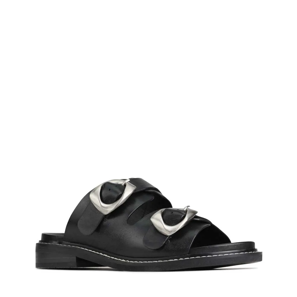 Verzierte Ledersandalen mit Riemchen