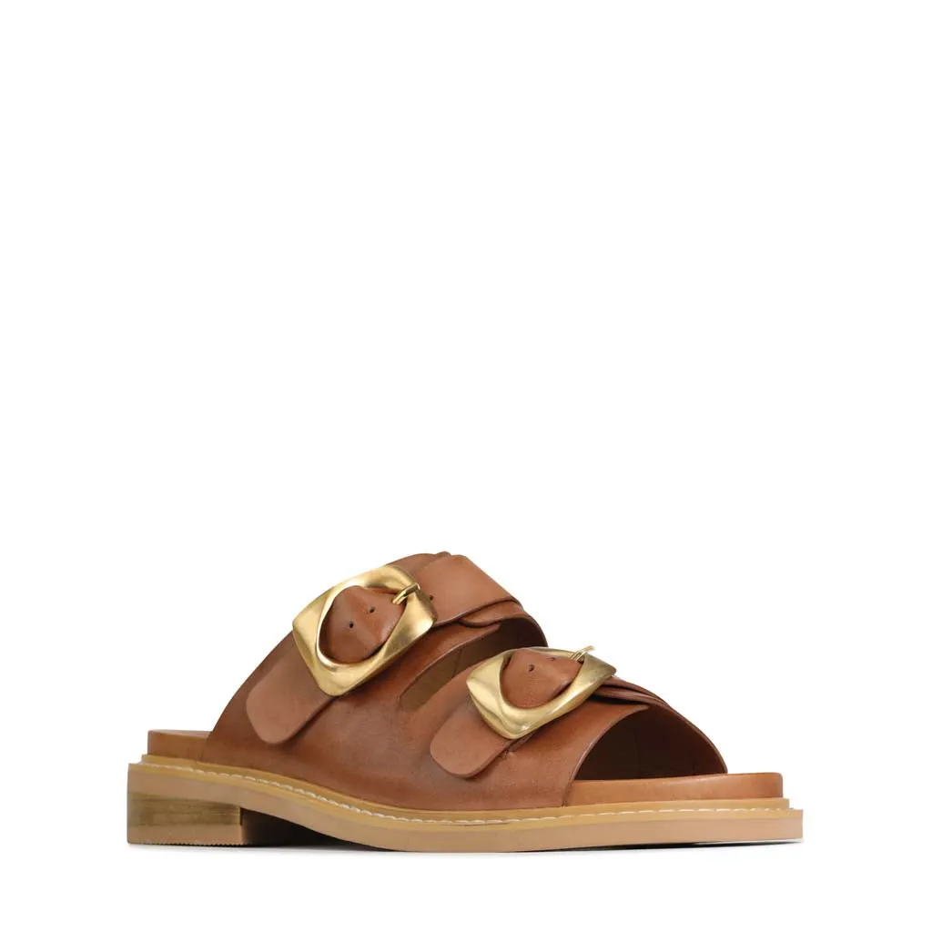 Verzierte Ledersandalen mit Riemchen