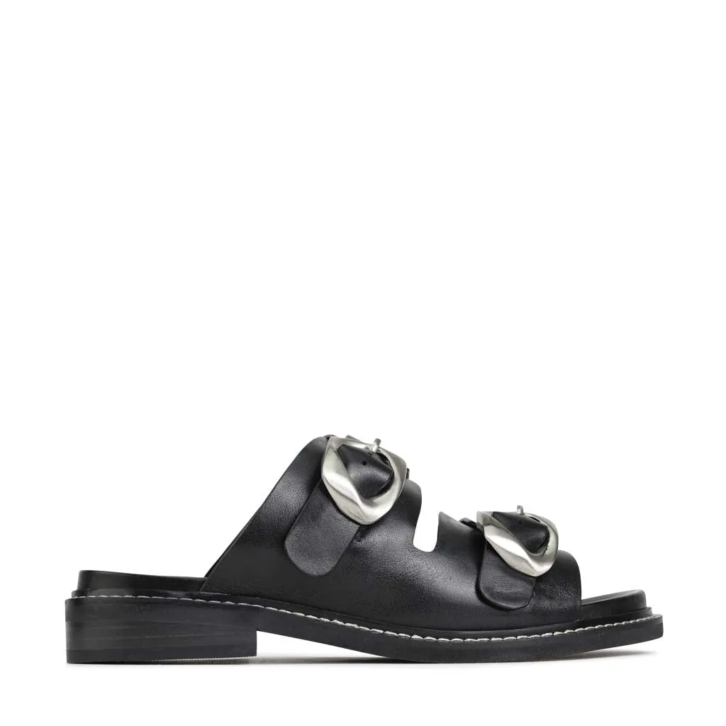 Verzierte Ledersandalen mit Riemchen