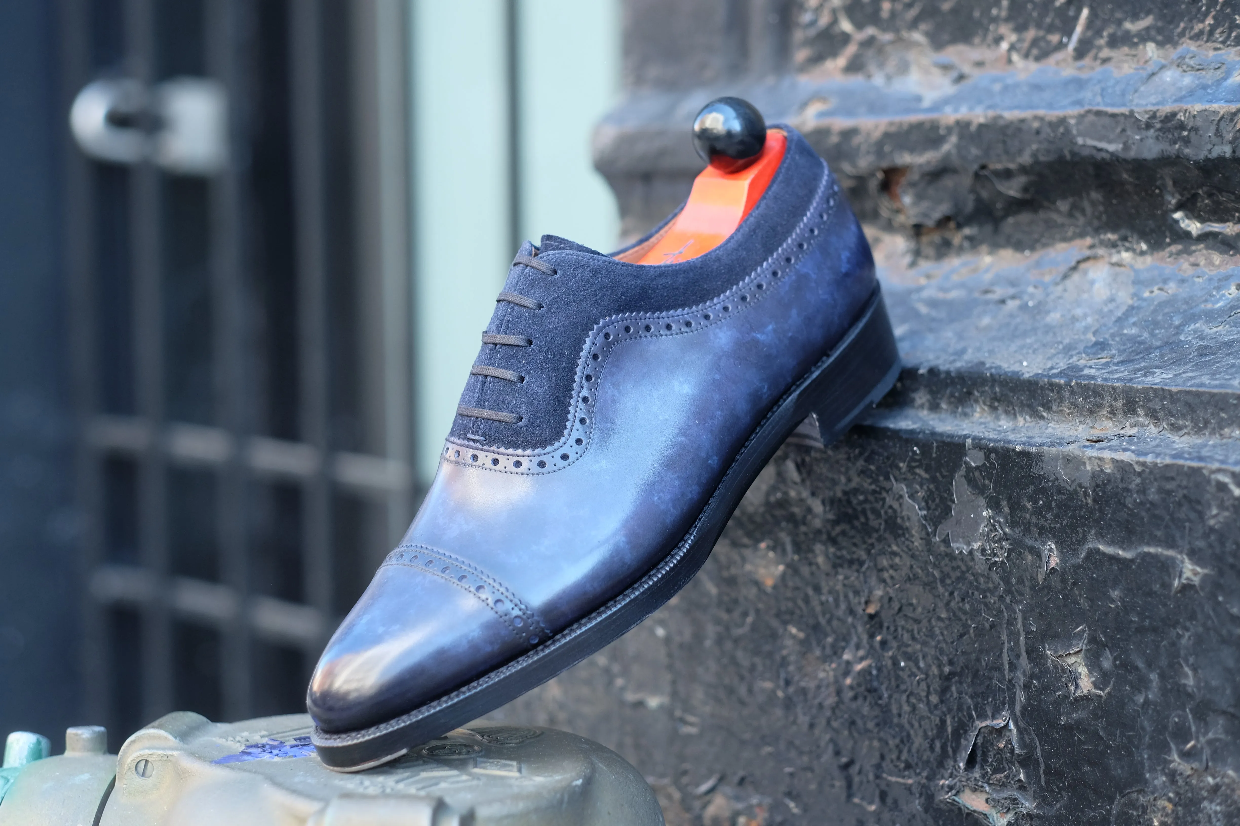 Palacio - MTO - Marineblauer Marmor-Patina / Marineblauer Wildleder - TMG-Leisten - Doppelte Ledersohle