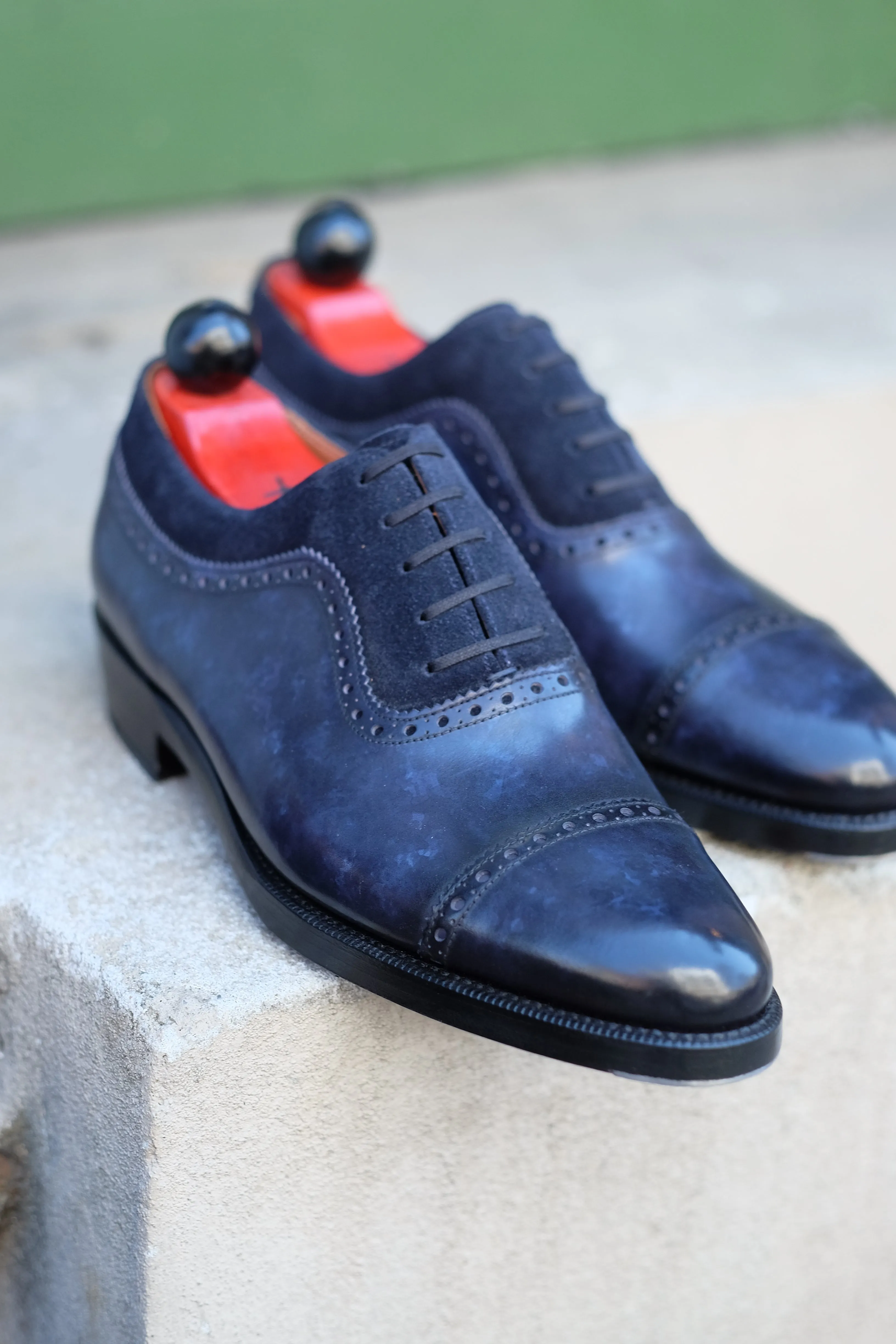 Palacio - MTO - Marineblauer Marmor-Patina / Marineblauer Wildleder - TMG-Leisten - Doppelte Ledersohle
