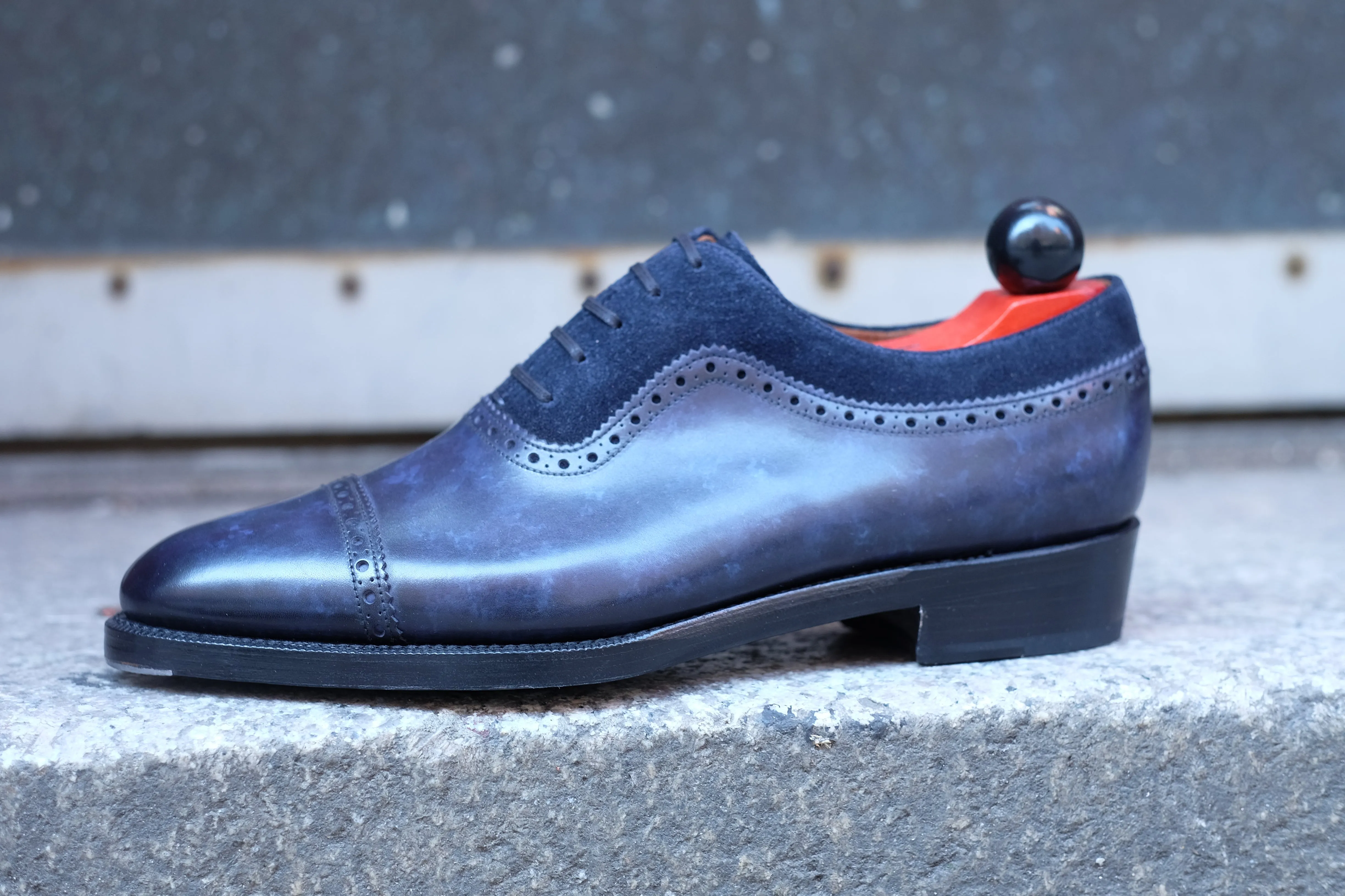 Palacio - MTO - Marineblauer Marmor-Patina / Marineblauer Wildleder - TMG-Leisten - Doppelte Ledersohle