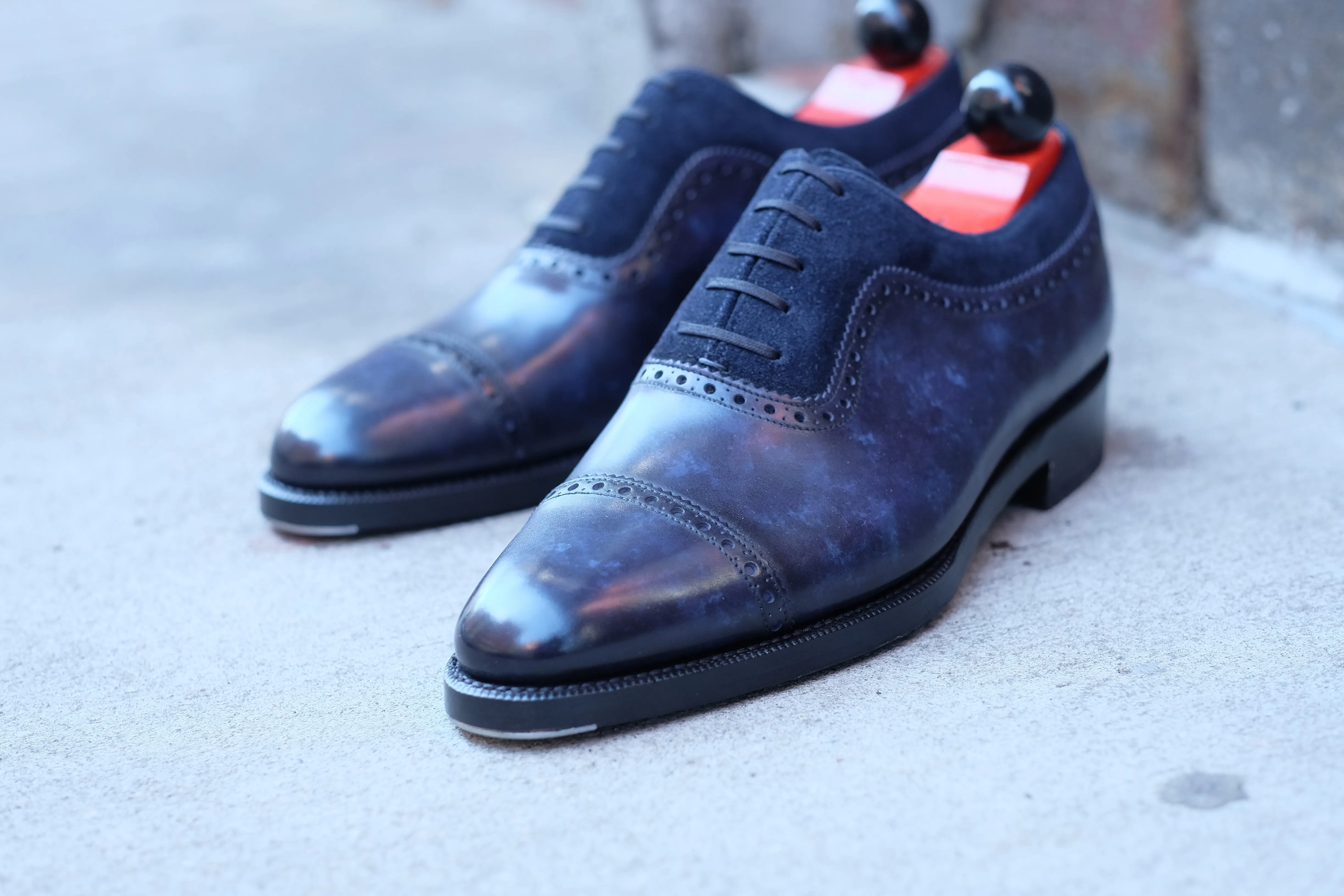 Palacio - MTO - Marineblauer Marmor-Patina / Marineblauer Wildleder - TMG-Leisten - Doppelte Ledersohle