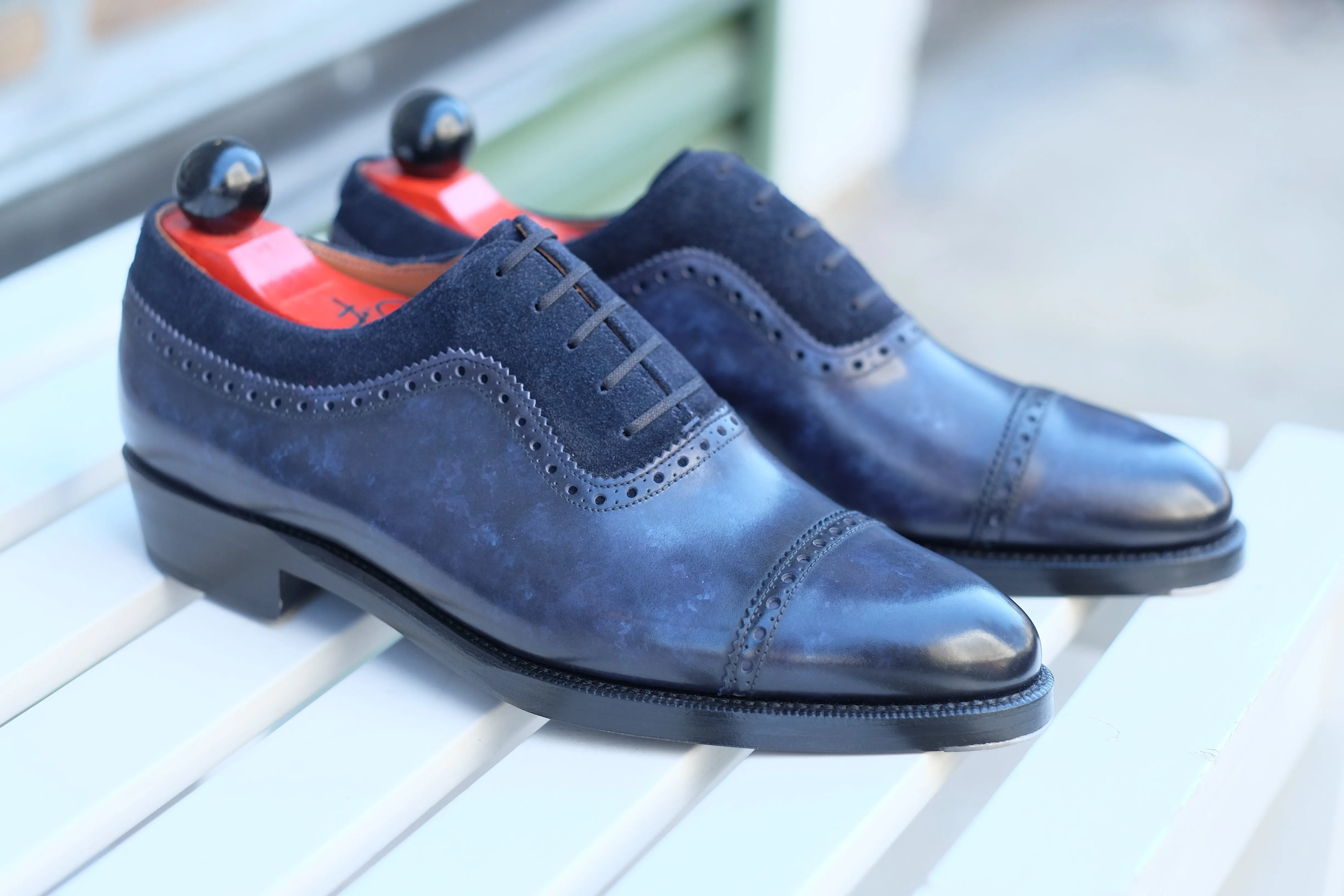 Palacio - MTO - Marineblauer Marmor-Patina / Marineblauer Wildleder - TMG-Leisten - Doppelte Ledersohle
