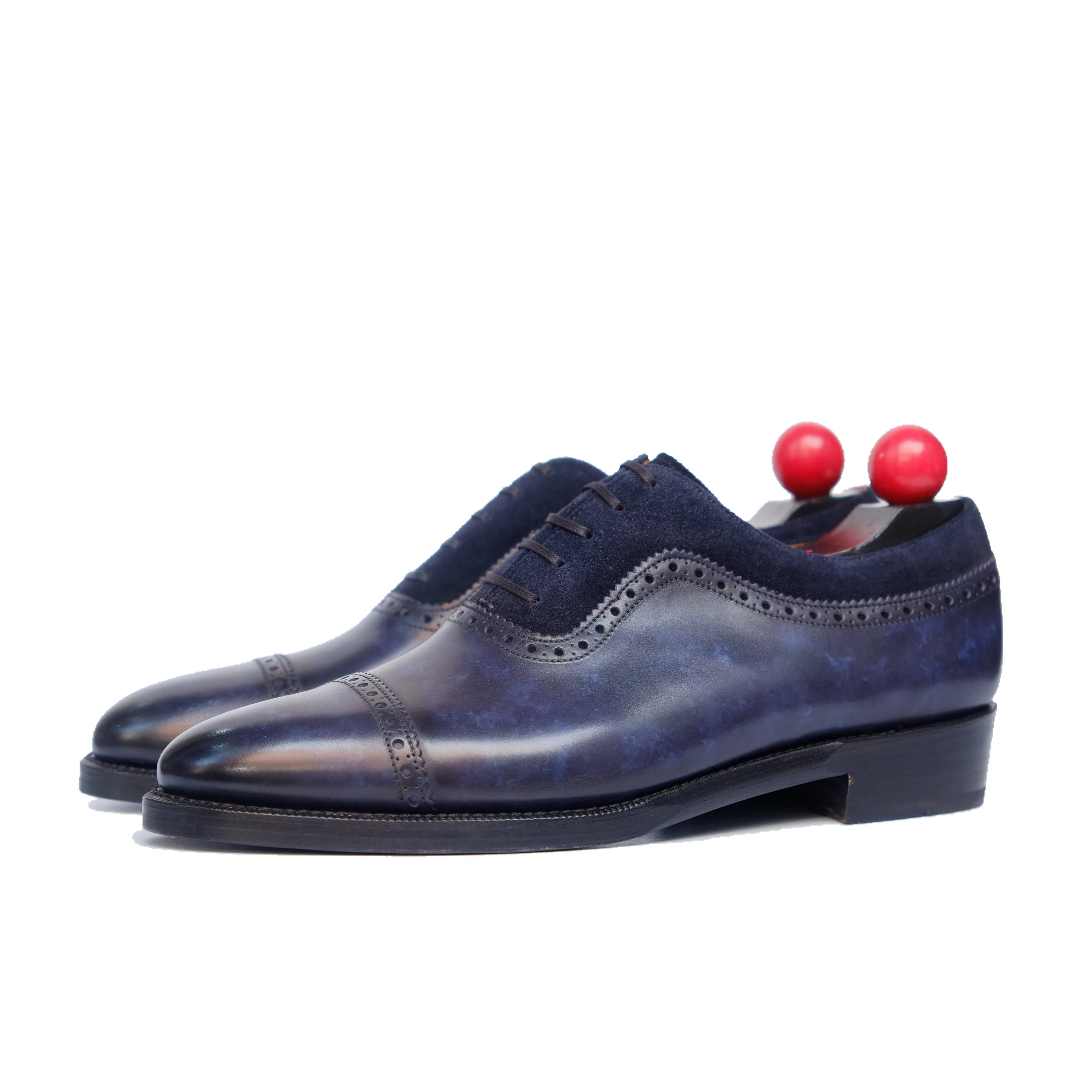 Palacio - MTO - Marineblauer Marmor-Patina / Marineblauer Wildleder - TMG-Leisten - Doppelte Ledersohle