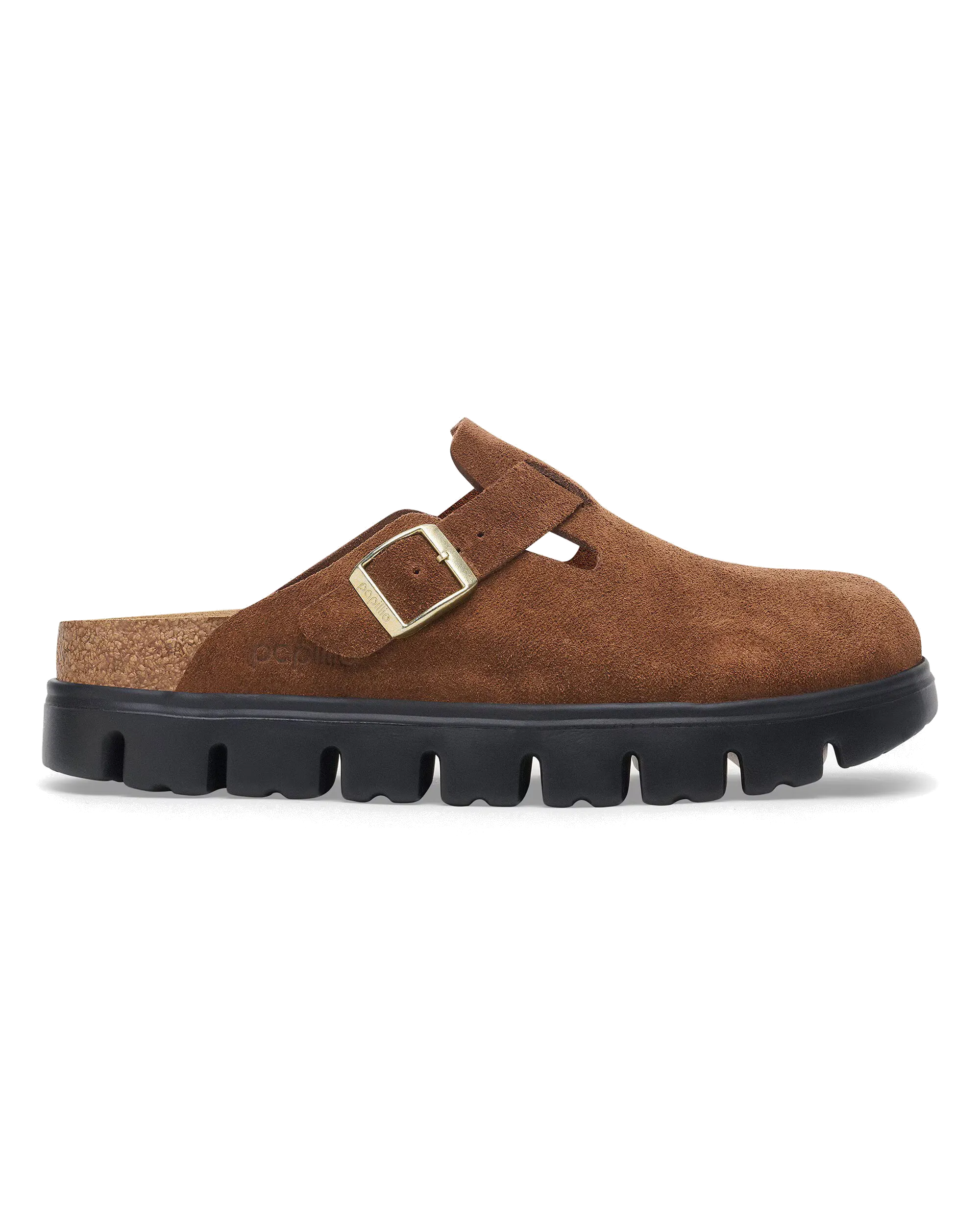 Papillio Boston Chunky Wildleder Sandalen in Dunkeltee & Schwarz