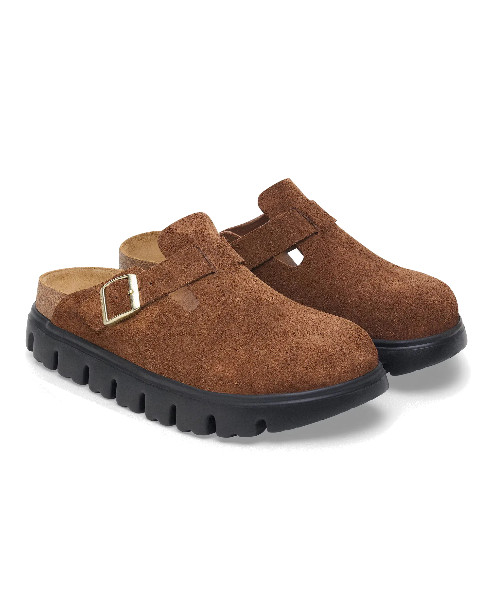 Papillio Boston Chunky Wildleder Sandalen in Dunkeltee & Schwarz