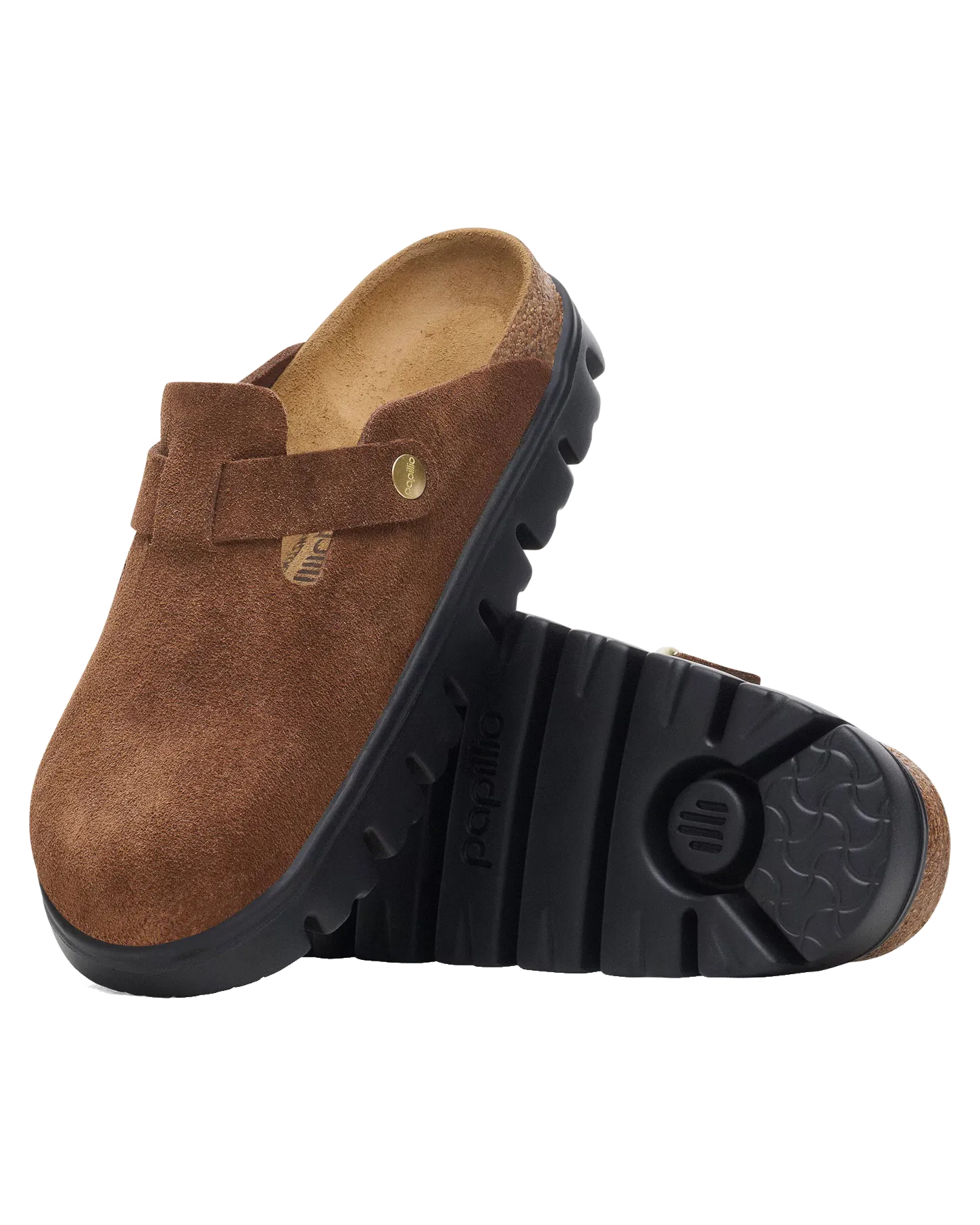 Papillio Boston Chunky Wildleder Sandalen in Dunkeltee & Schwarz