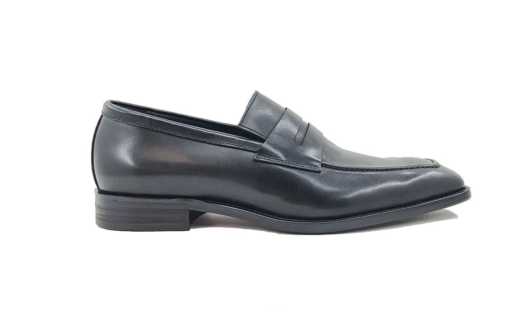 Patina Kalbsleder Slip-On Penny Loafer Schwarz