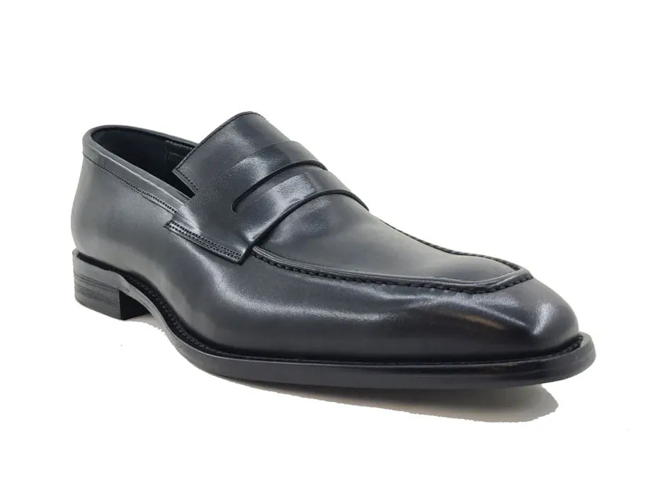Patina Kalbsleder Slip-On Penny Loafer Schwarz