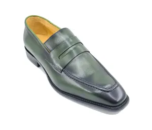 Patina Kalbsleder Schlupf-Penny-Loafer Grün