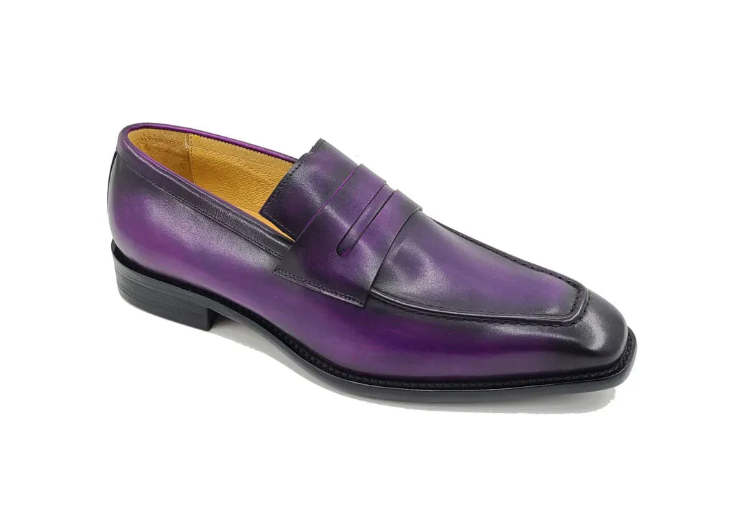 Patina Kalbsleder Schlupf-Penny-Loafer Lila