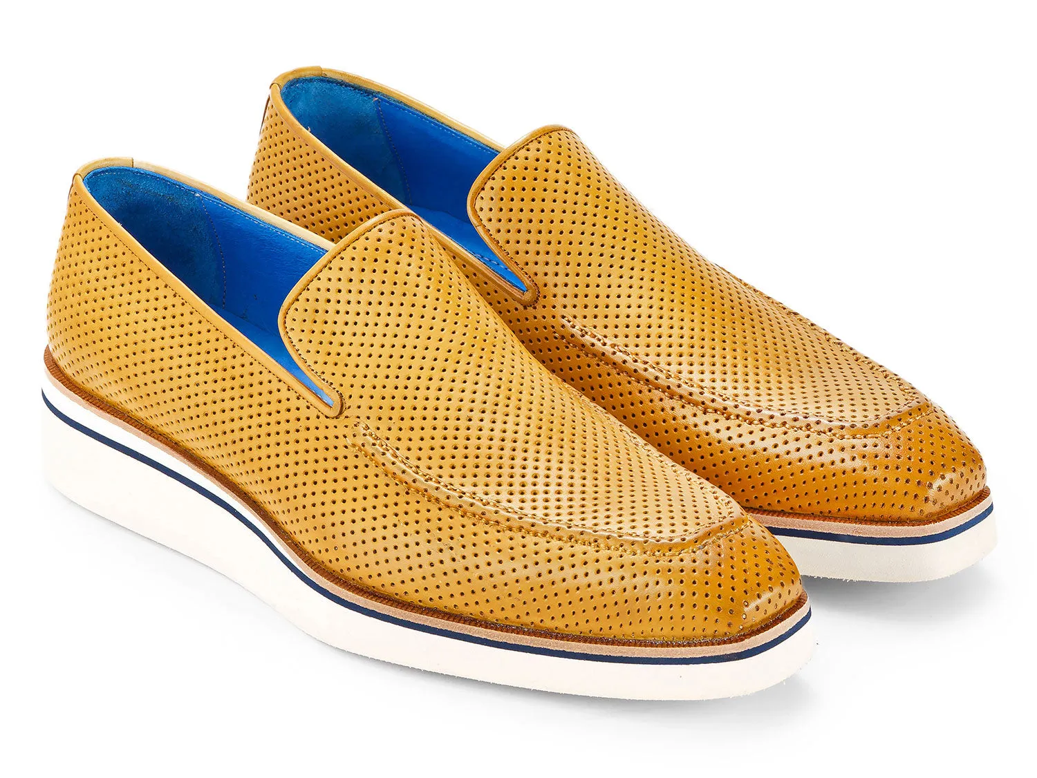 Paul Parkman Schuhe Paul Parkman Herren elegante Freizeit-Lederloafer mit Perforierungen in Beige
