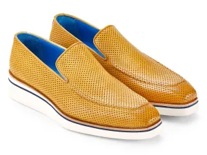 Paul Parkman Schuhe Paul Parkman Herren elegante Freizeit-Lederloafer mit Perforierungen in Beige