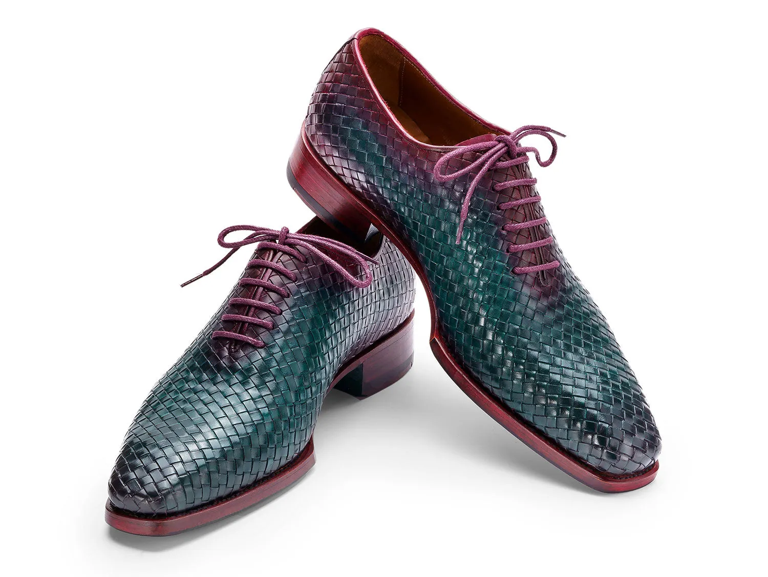 Paul Parkman Schuhe Paul Parkman Herren Oxfords aus gewebtem Leder in Grün & Lila
