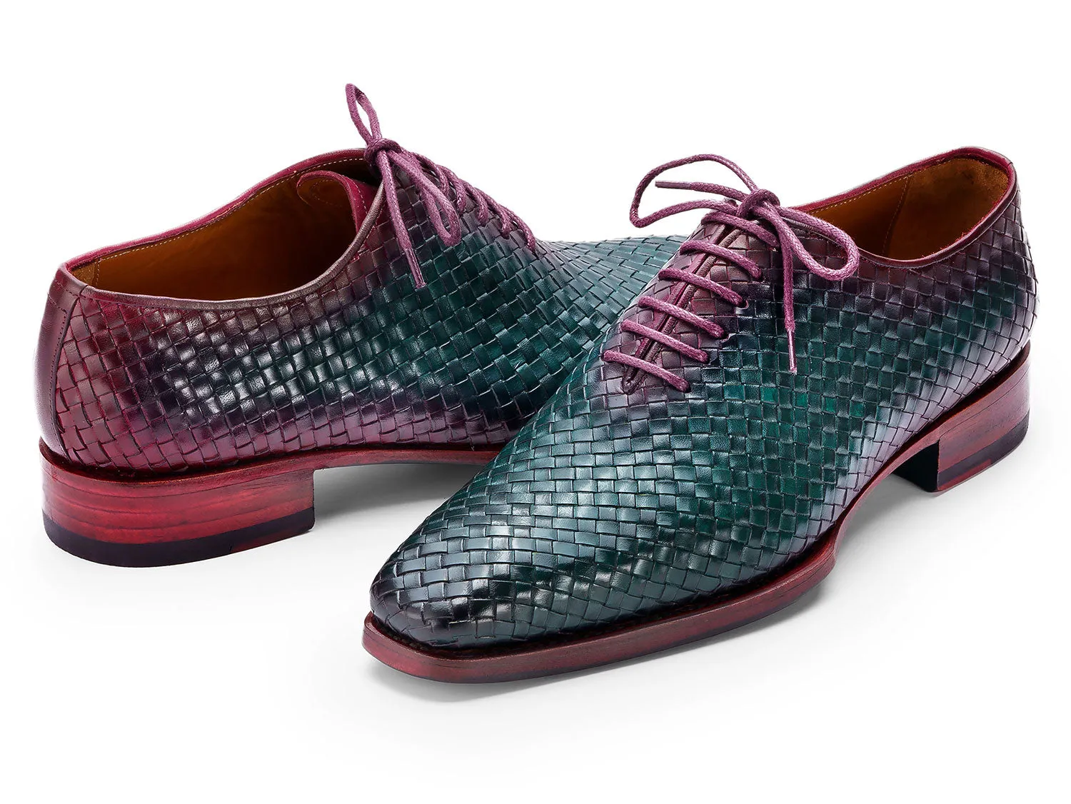 Paul Parkman Schuhe Paul Parkman Herren Oxfords aus gewebtem Leder in Grün & Lila