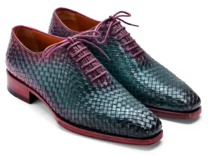 Paul Parkman Schuhe Paul Parkman Herren Oxfords aus gewebtem Leder in Grün & Lila