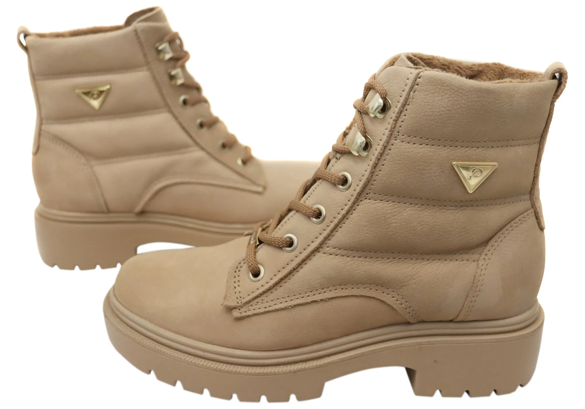 Pegada Continue Damen Brasilianische Leder Plateau-Stiefeletten Pegada Schuhe