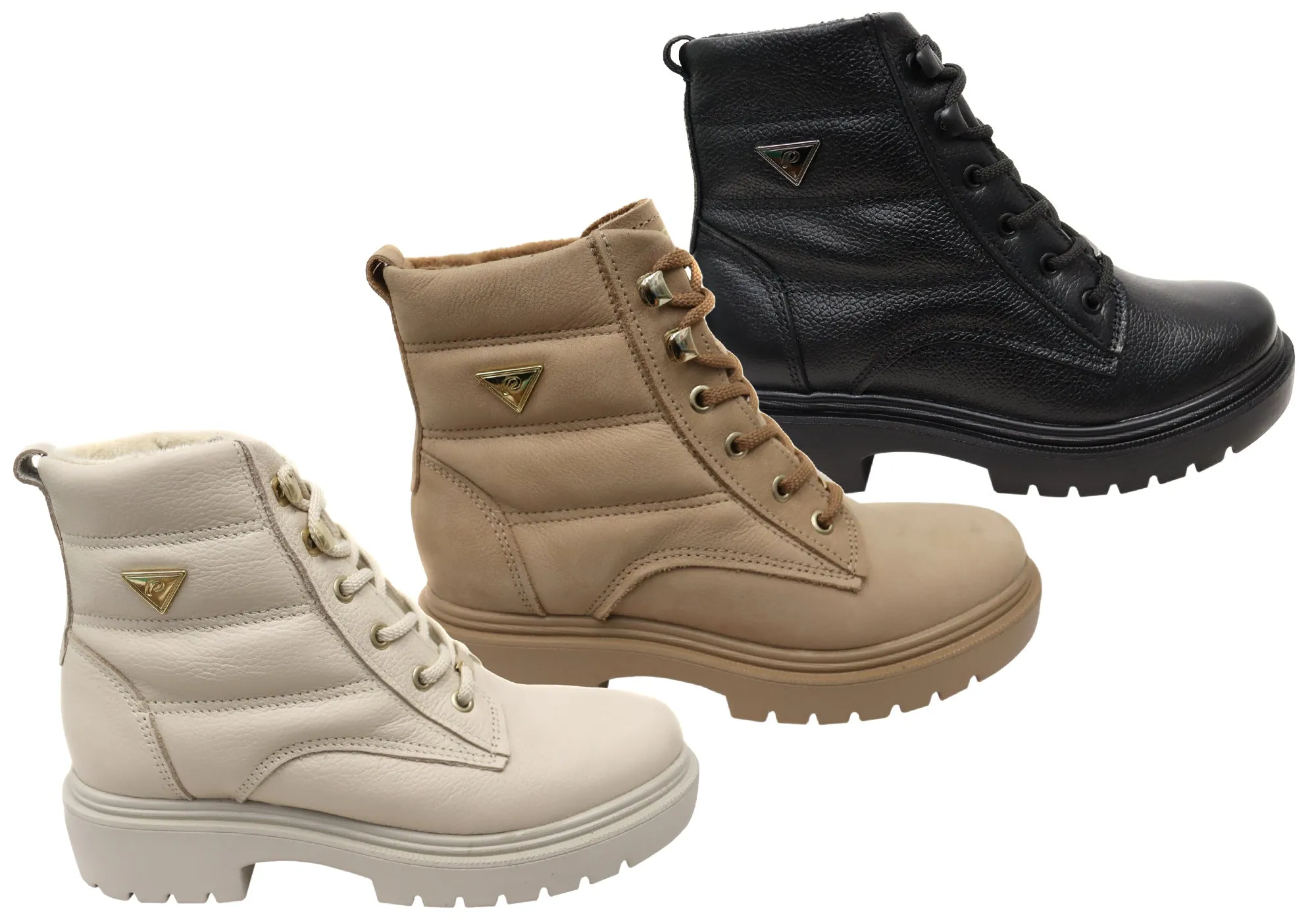 Pegada Continue Damen Brasilianische Leder Plateau-Stiefeletten Pegada Schuhe