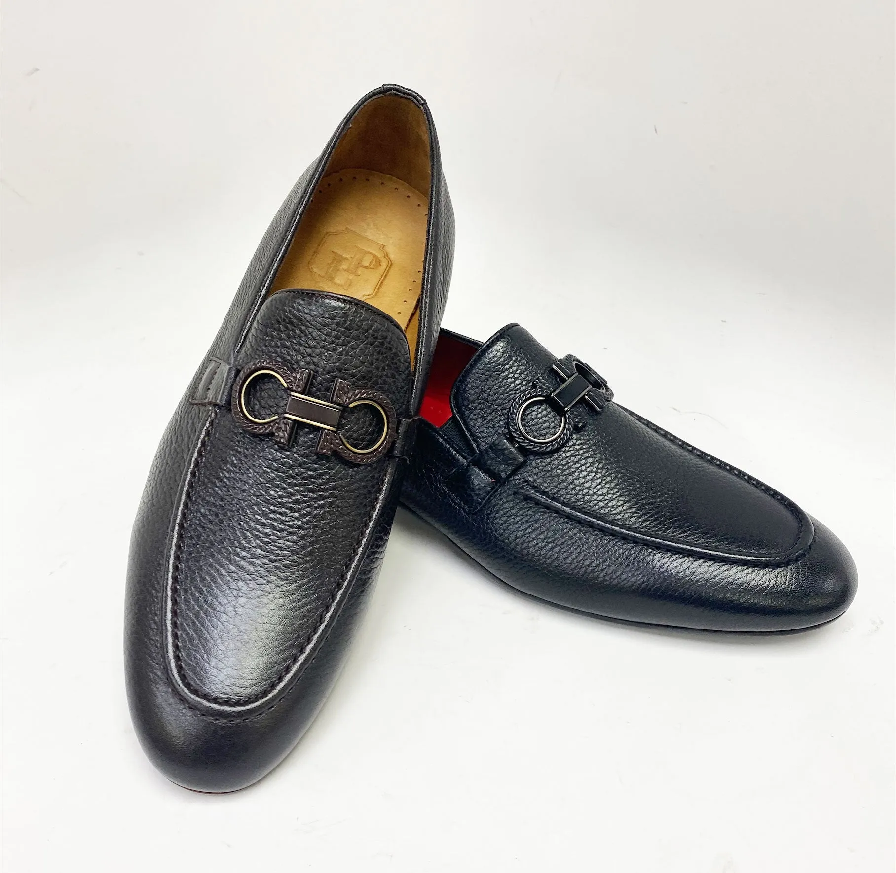 Pelle Rindleder-Loafer Dunkelbraun/Braun