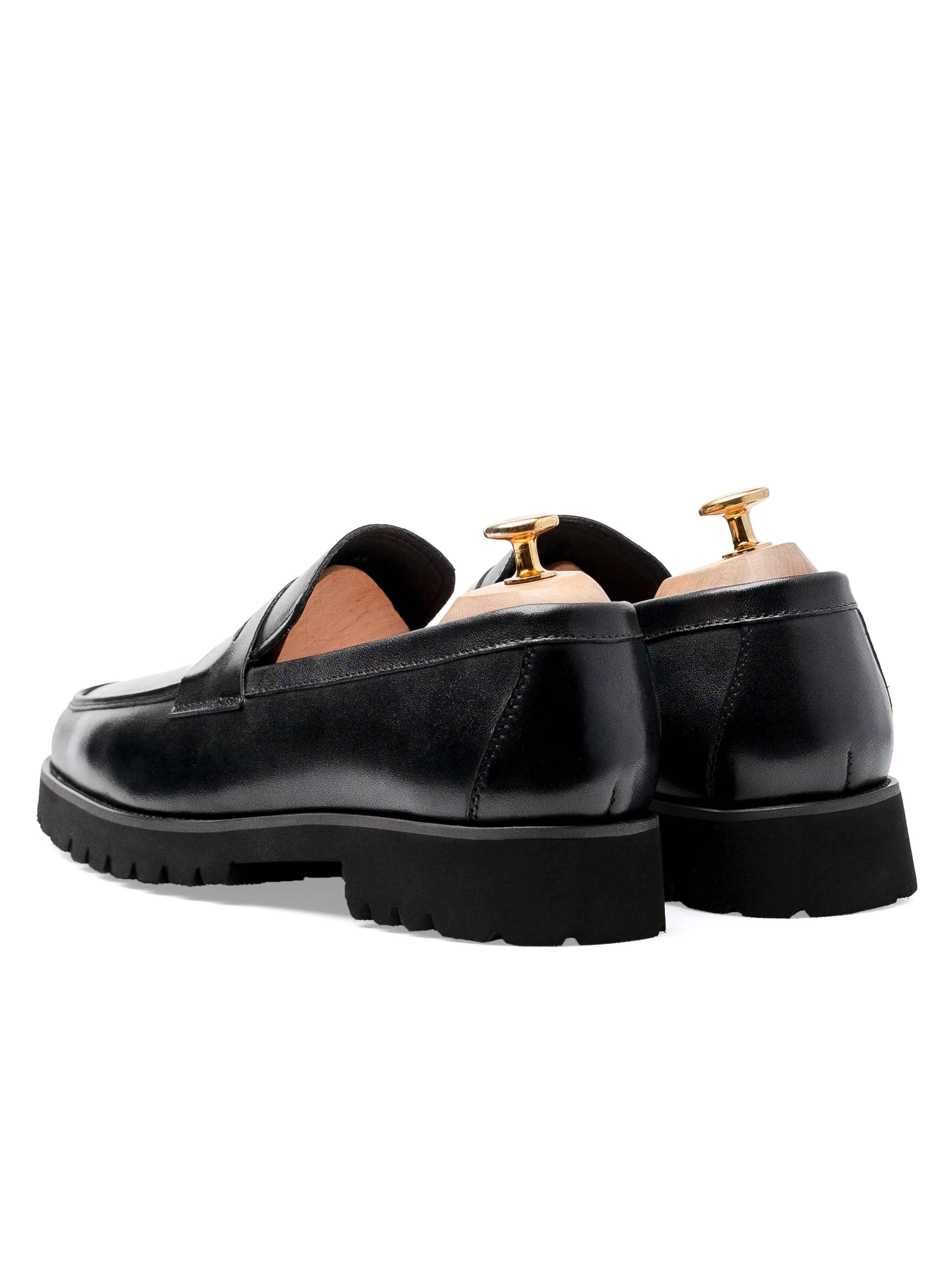 Penny Loafer - Schwarzes Leder (Eva Combat)
