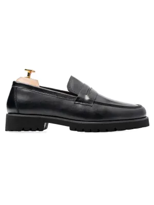 Penny Loafer - Schwarzes Leder (Eva Combat)