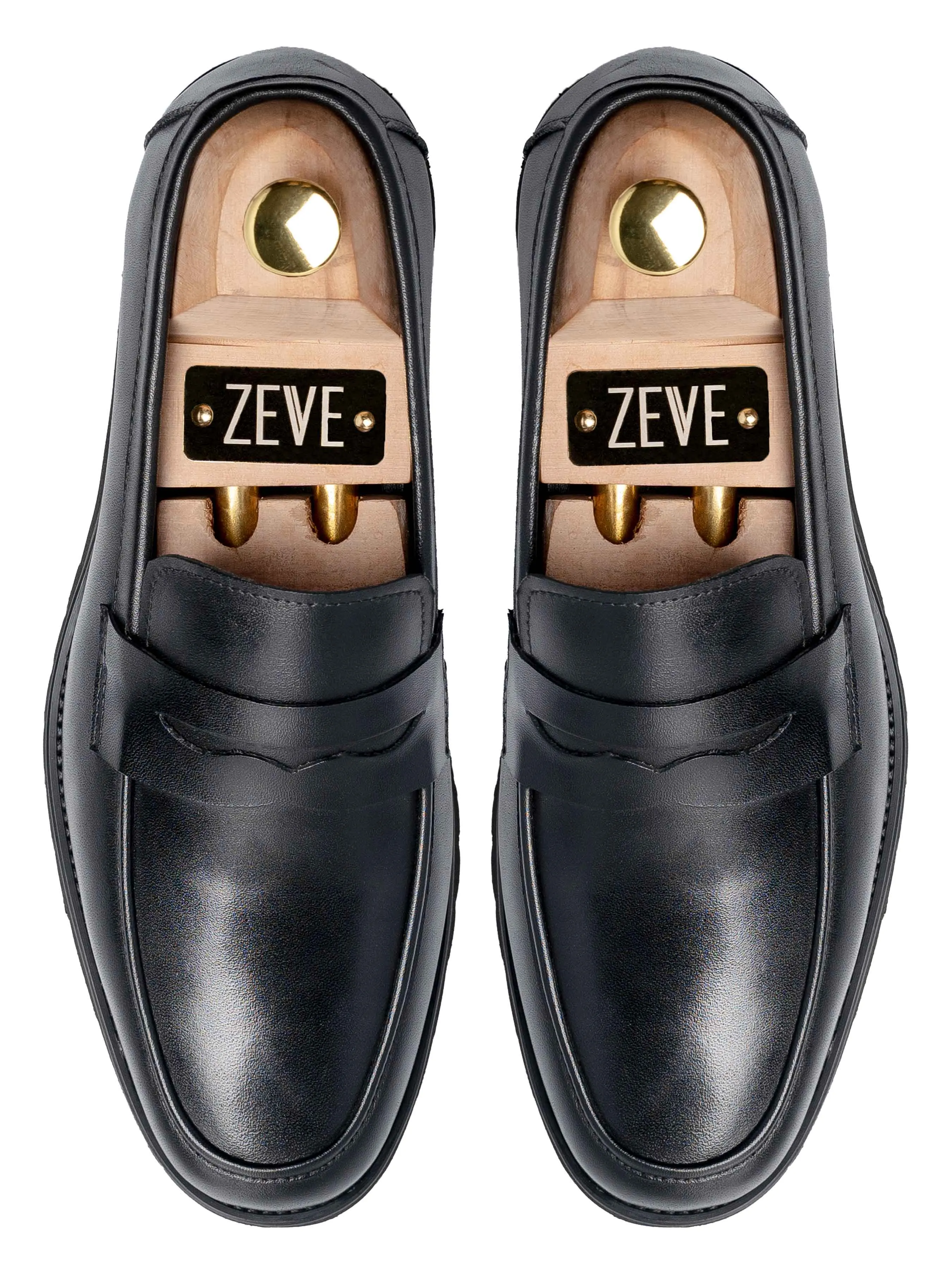 Penny Loafer - Schwarzes Leder (Eva Combat)