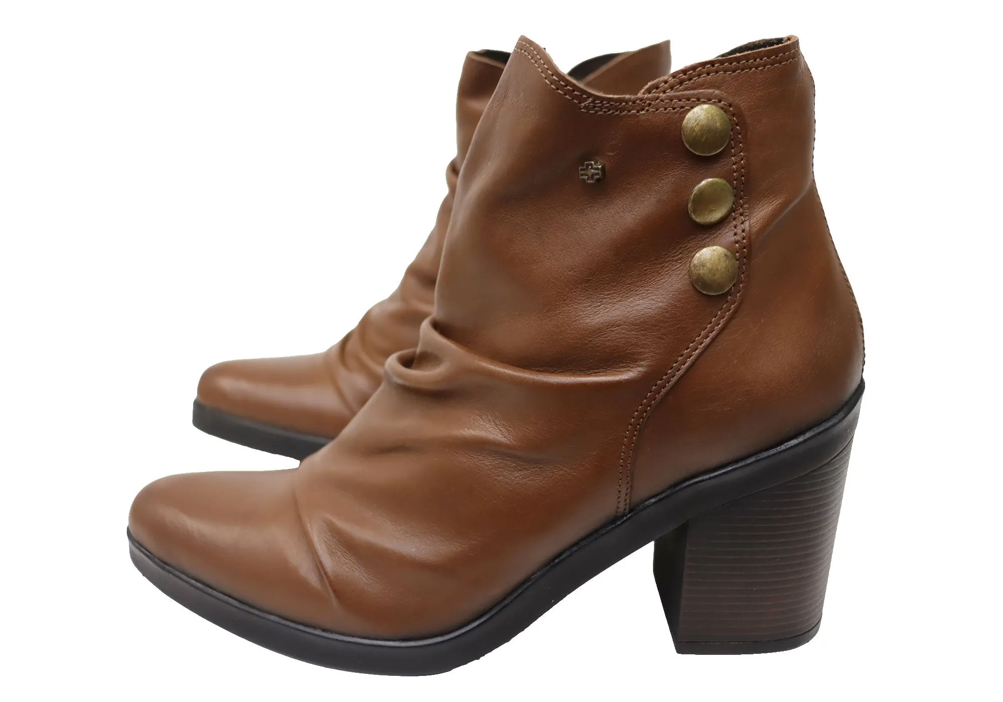 Perlatto Hilton Damen Bequeme Leder-Knöchelstiefel Hergestellt in Brasilien Perlatto Schuhe