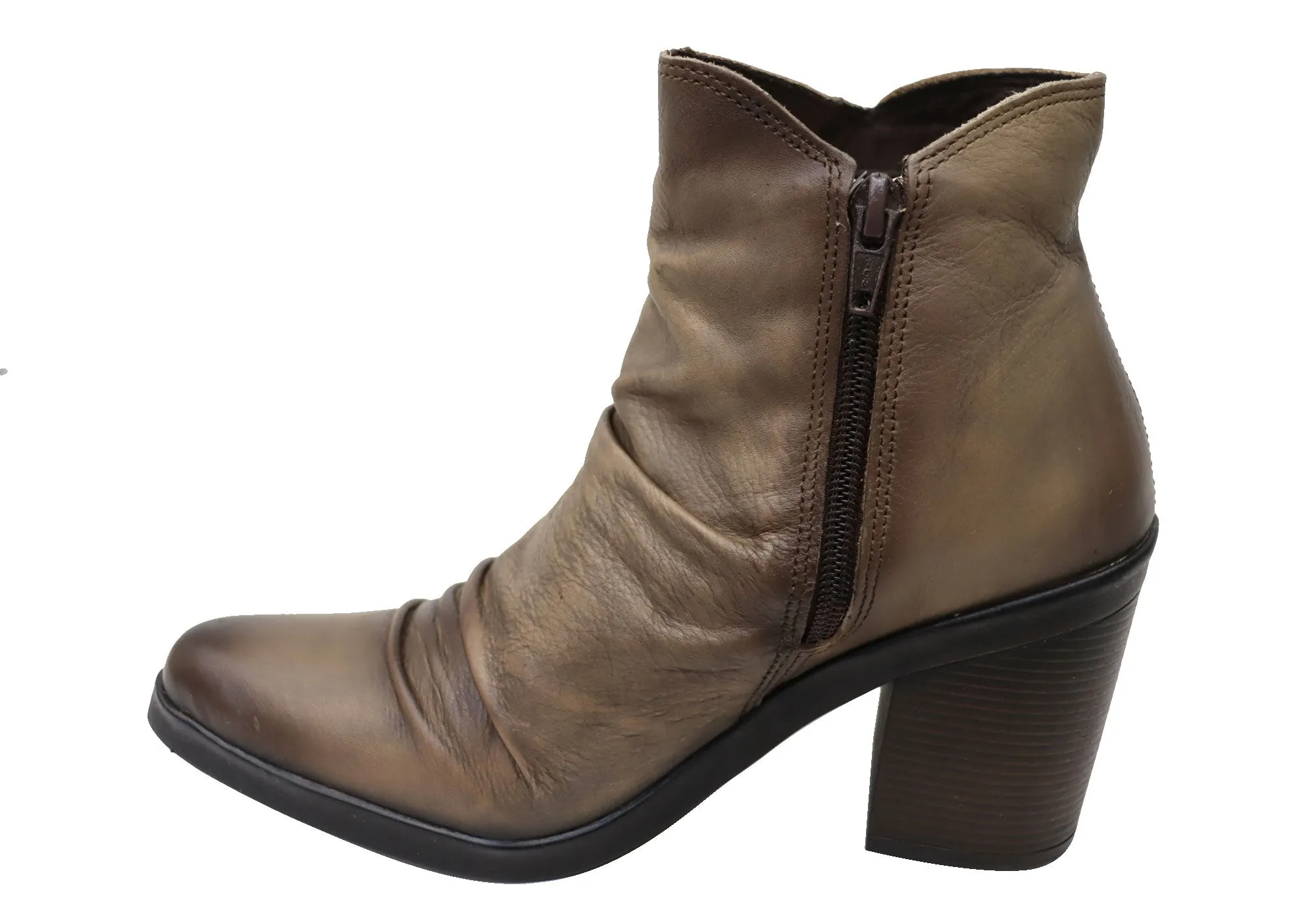 Perlatto Hilton Damen Bequeme Leder-Knöchelstiefel Hergestellt in Brasilien Perlatto Schuhe