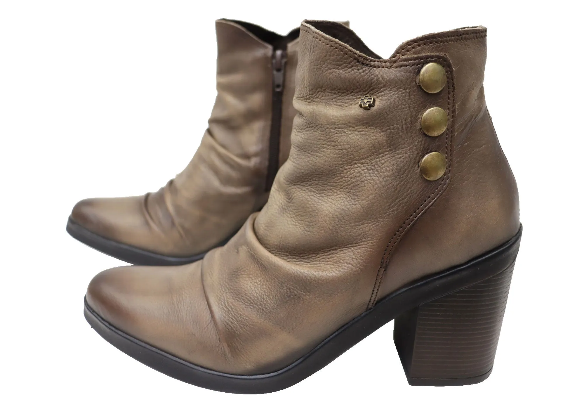 Perlatto Hilton Damen Bequeme Leder-Knöchelstiefel Hergestellt in Brasilien Perlatto Schuhe