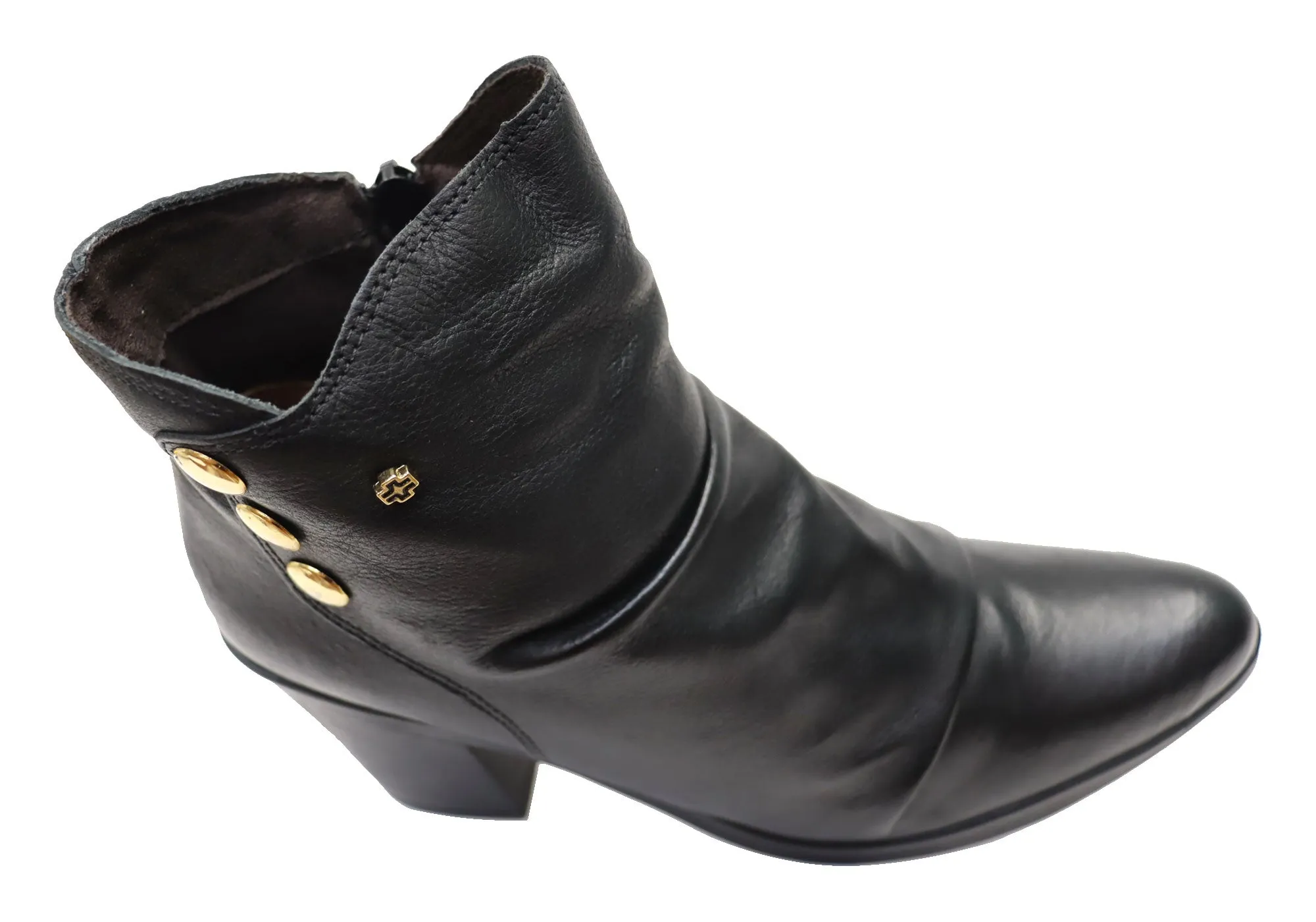 Perlatto Hilton Damen Bequeme Leder-Knöchelstiefel Hergestellt in Brasilien Perlatto Schuhe