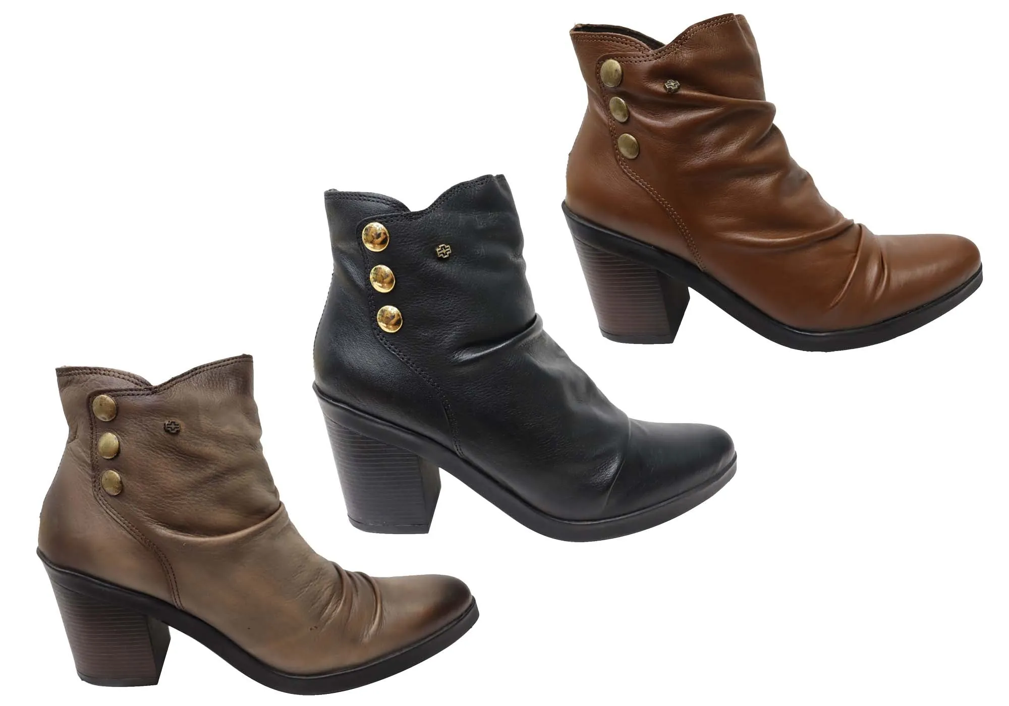 Perlatto Hilton Damen Bequeme Leder-Knöchelstiefel Hergestellt in Brasilien Perlatto Schuhe
