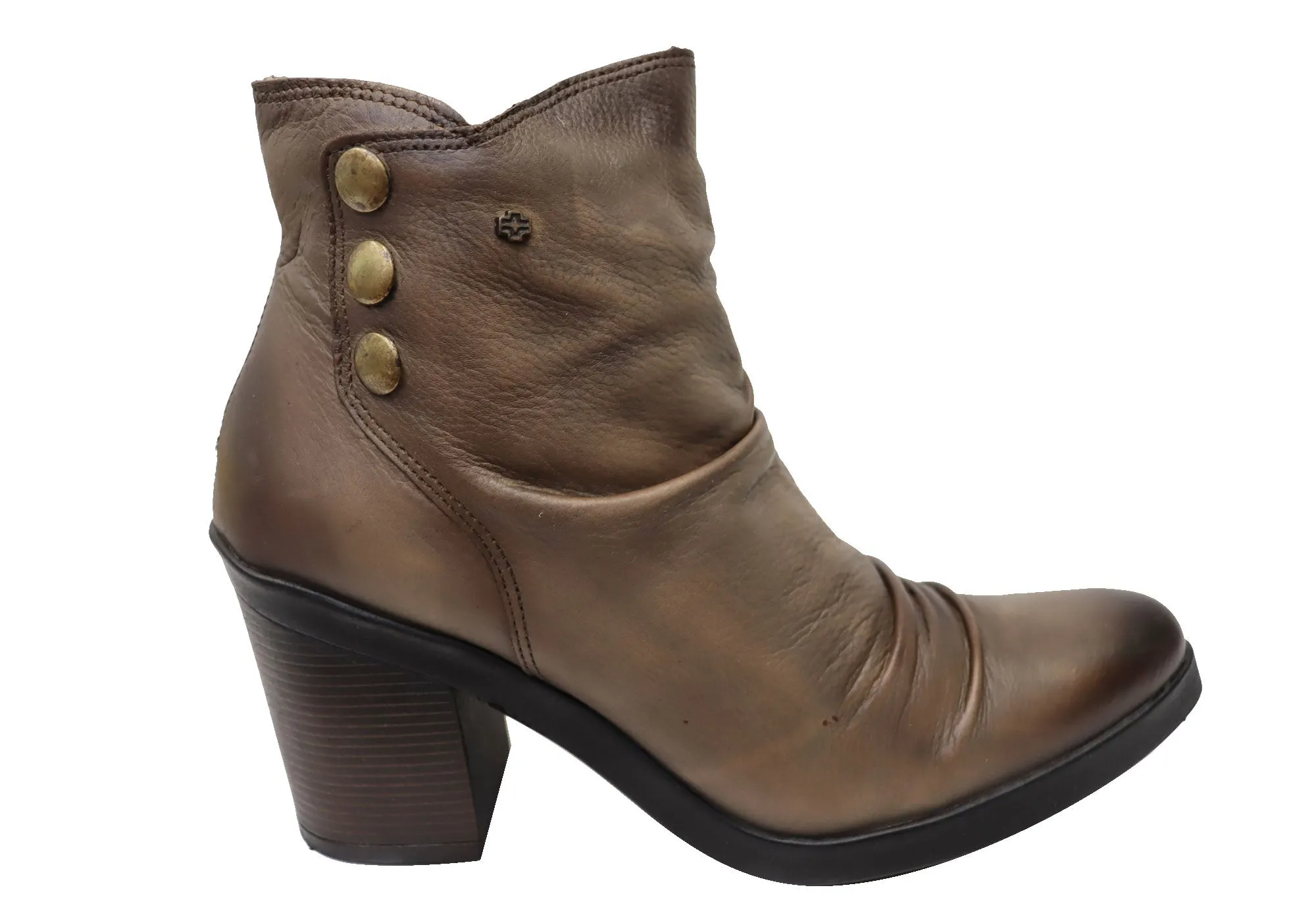 Perlatto Hilton Damen Bequeme Leder-Knöchelstiefel Hergestellt in Brasilien Perlatto Schuhe