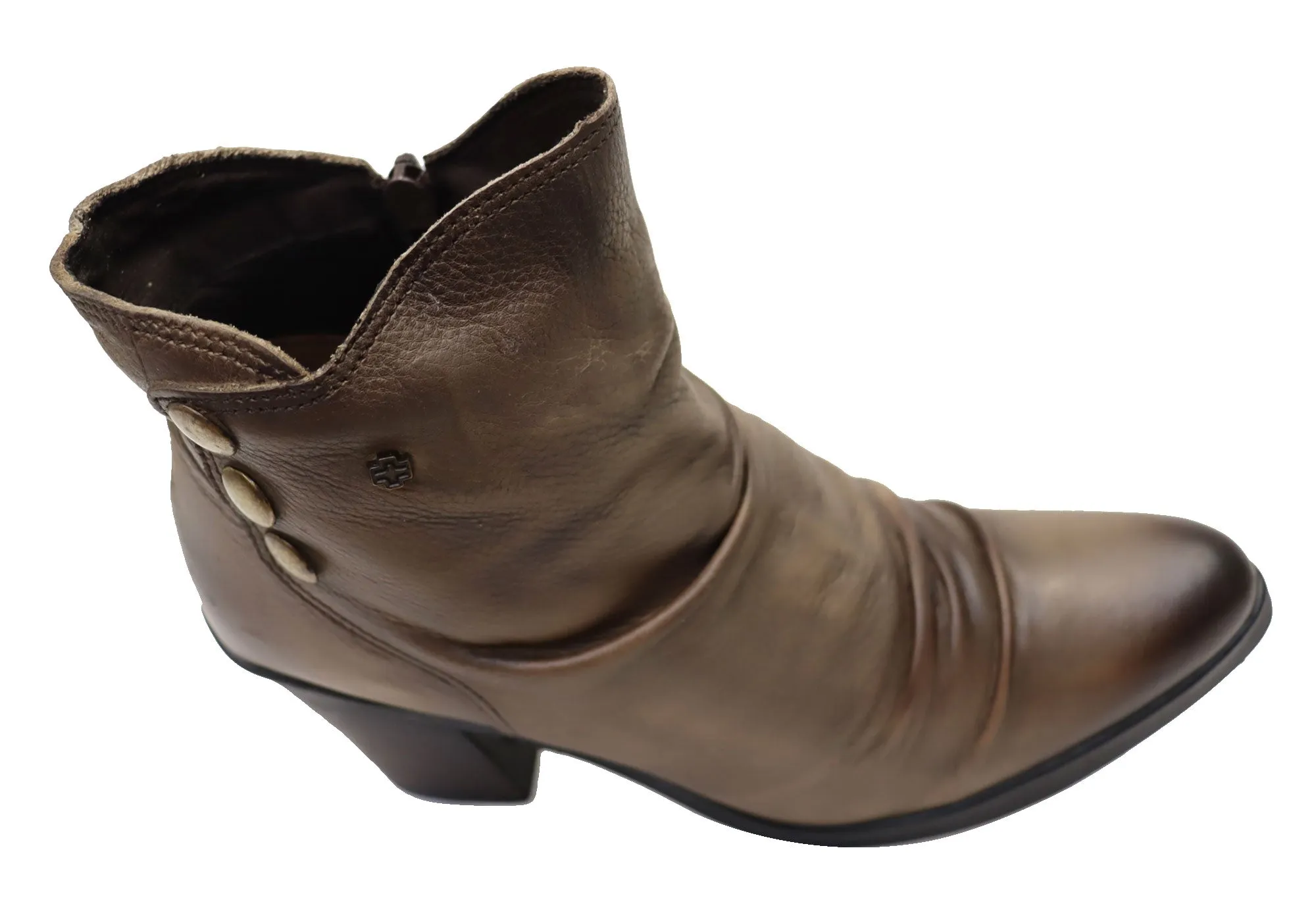 Perlatto Hilton Damen Bequeme Leder-Knöchelstiefel Hergestellt in Brasilien Perlatto Schuhe