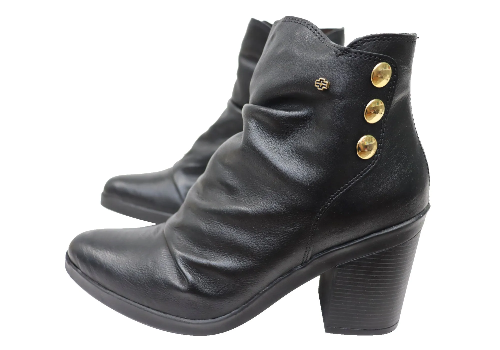 Perlatto Hilton Damen Bequeme Leder-Knöchelstiefel Hergestellt in Brasilien Perlatto Schuhe