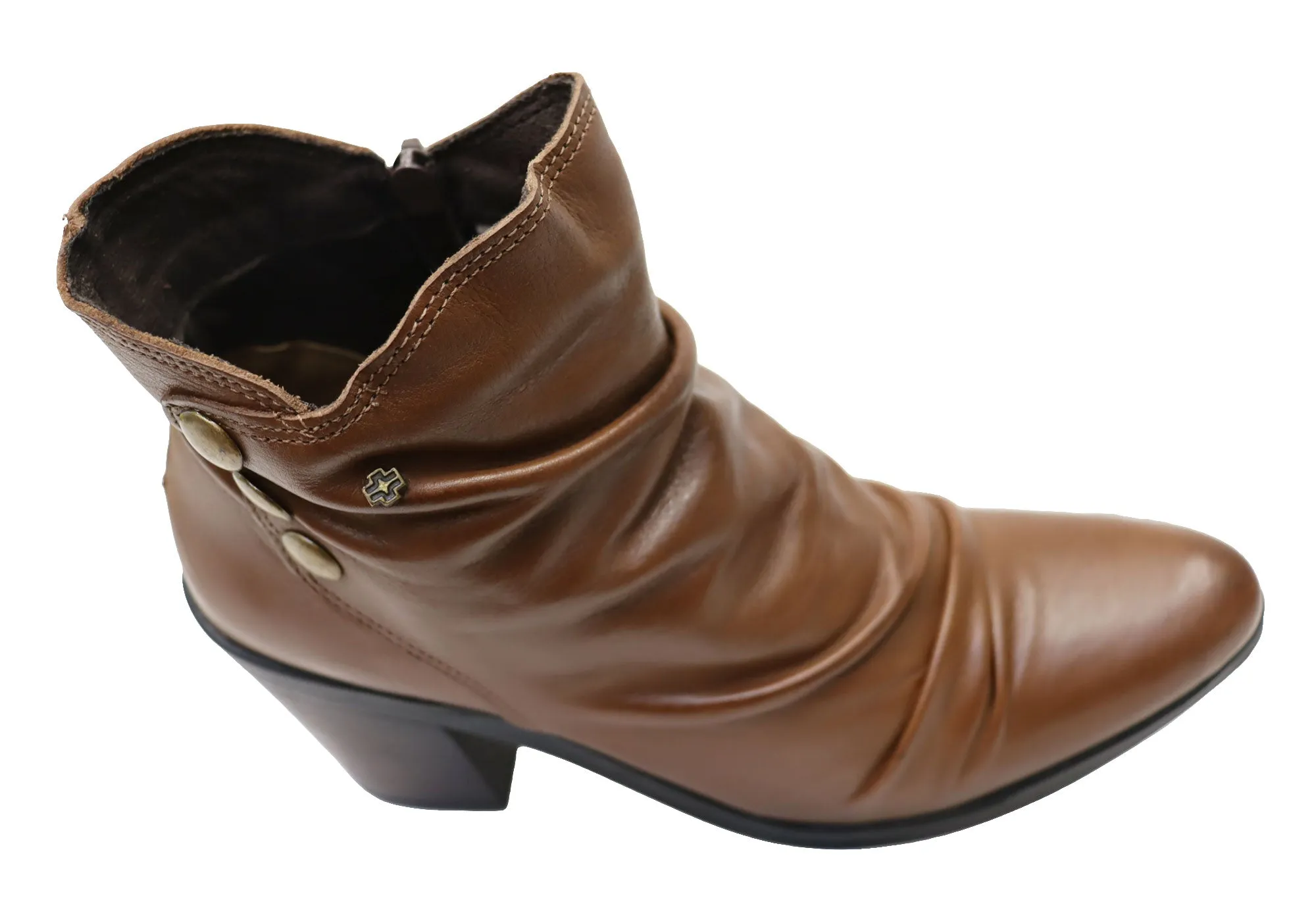 Perlatto Hilton Damen Bequeme Leder-Knöchelstiefel Hergestellt in Brasilien Perlatto Schuhe