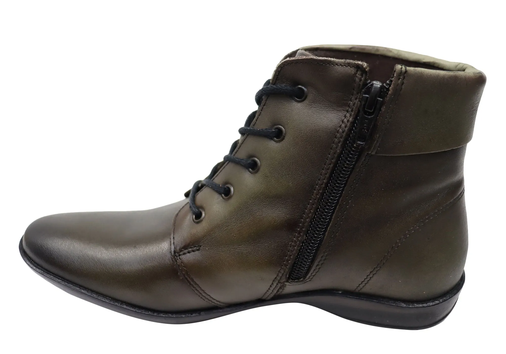 Perlatto Marie Damen Bequeme Leder Knöchelstiefel Hergestellt in Brasilien Perlatto Schuhe