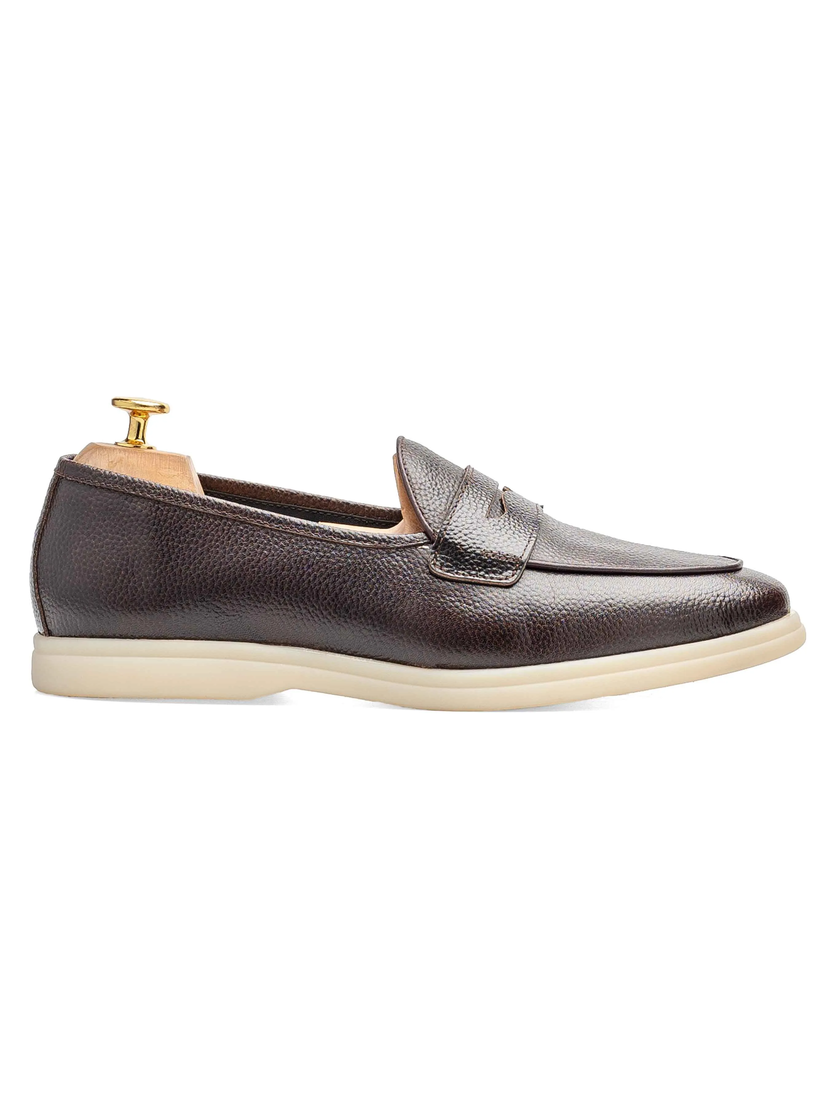 Pietro Belgian Loafer - Kaffee-Pebble-Grain-Leder (Soflex-Sohle)