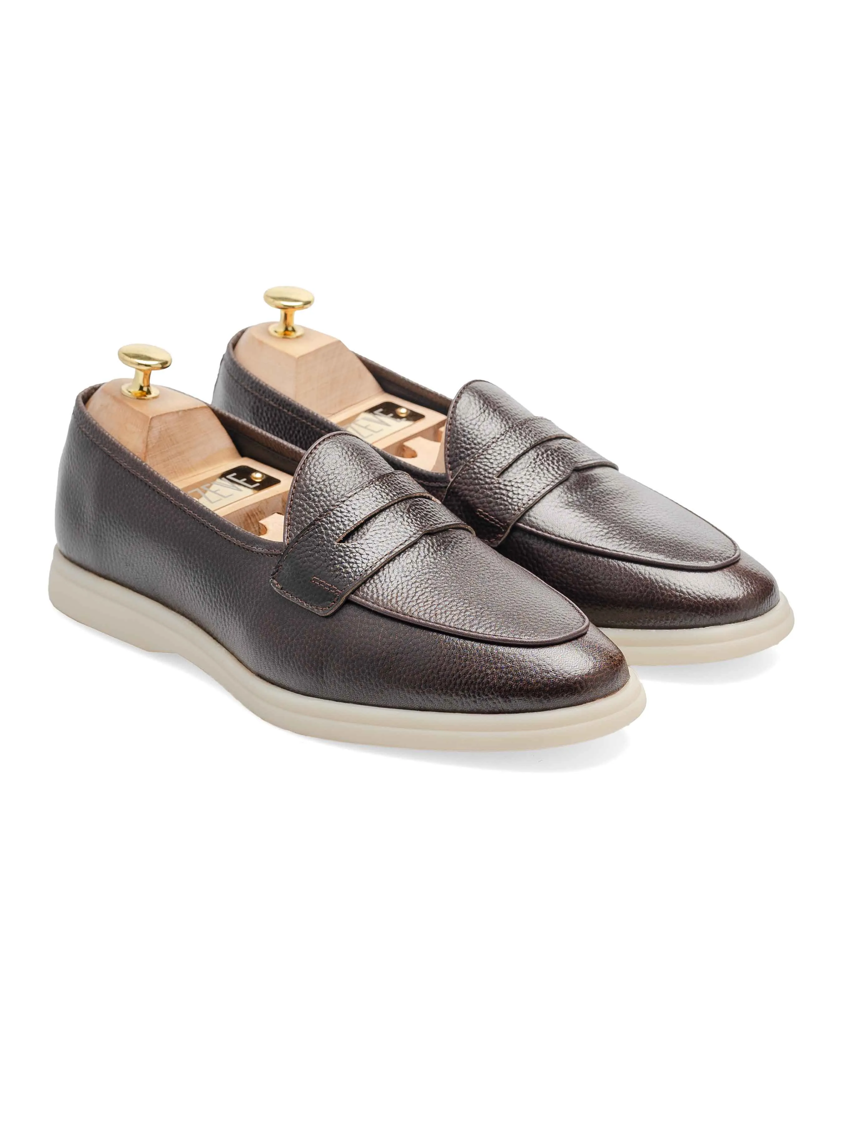 Pietro Belgian Loafer - Kaffee-Pebble-Grain-Leder (Soflex-Sohle)