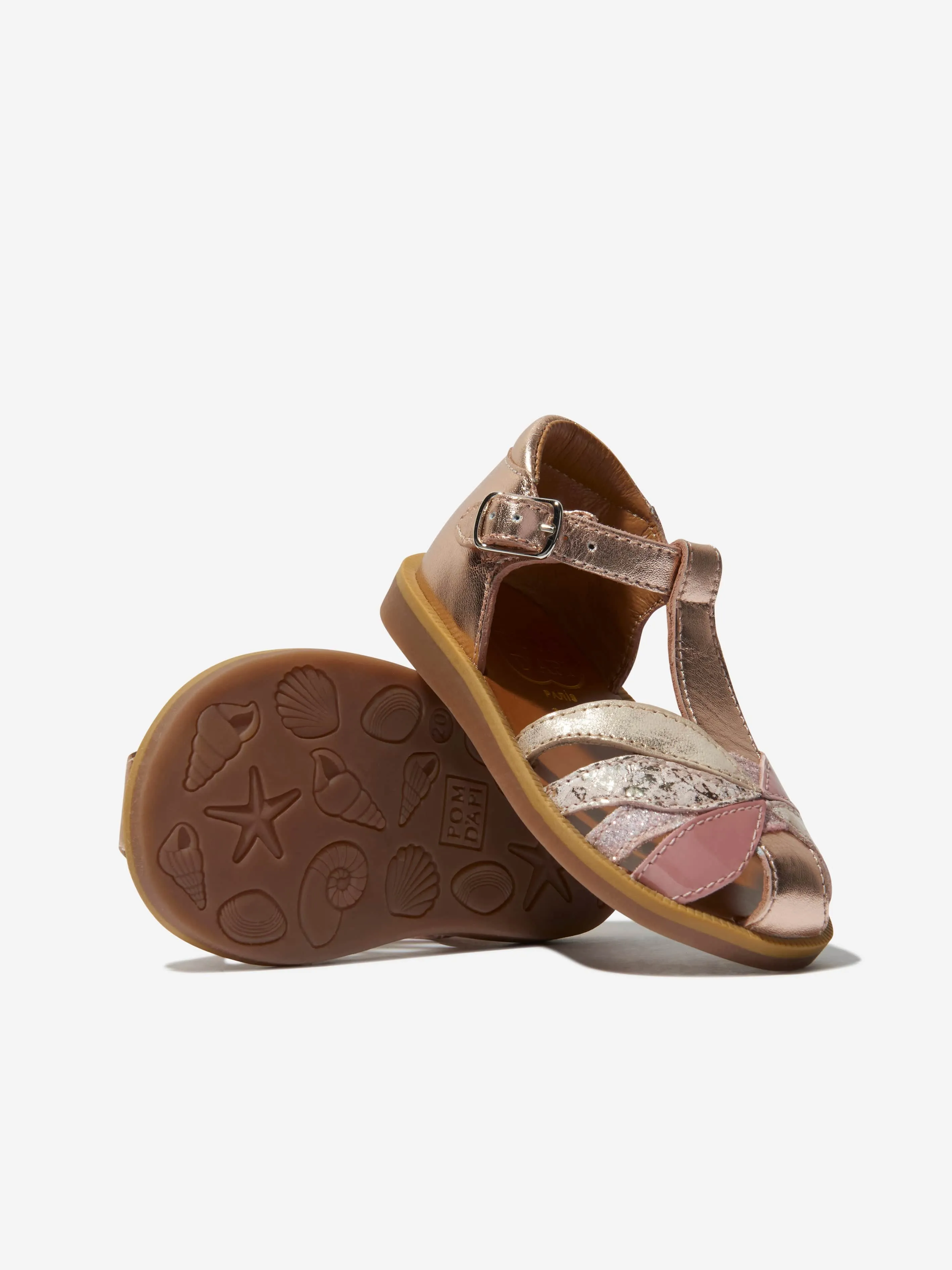 Pom D'Api Mädchen Leder Poppy Oto Sandalen in Rosa