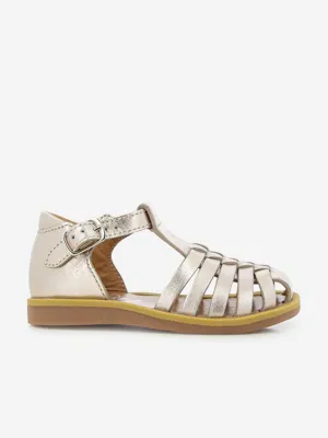 Pom D'Api Mädchen Leder Poppy Pitti Sandalen in Gold