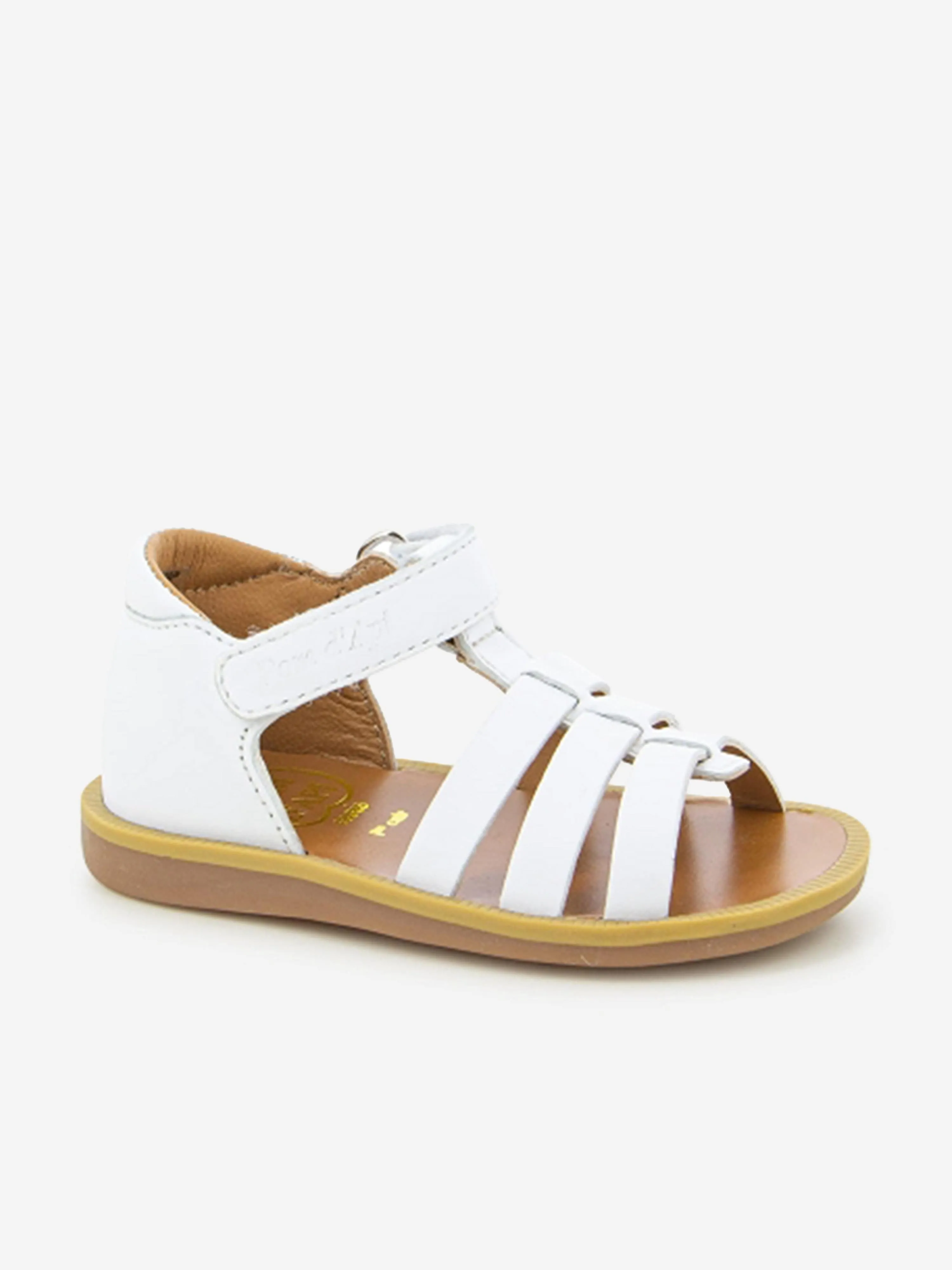 Pom D'Api Mädchen Leder Poppy Riemchen Sandalen in Weiß