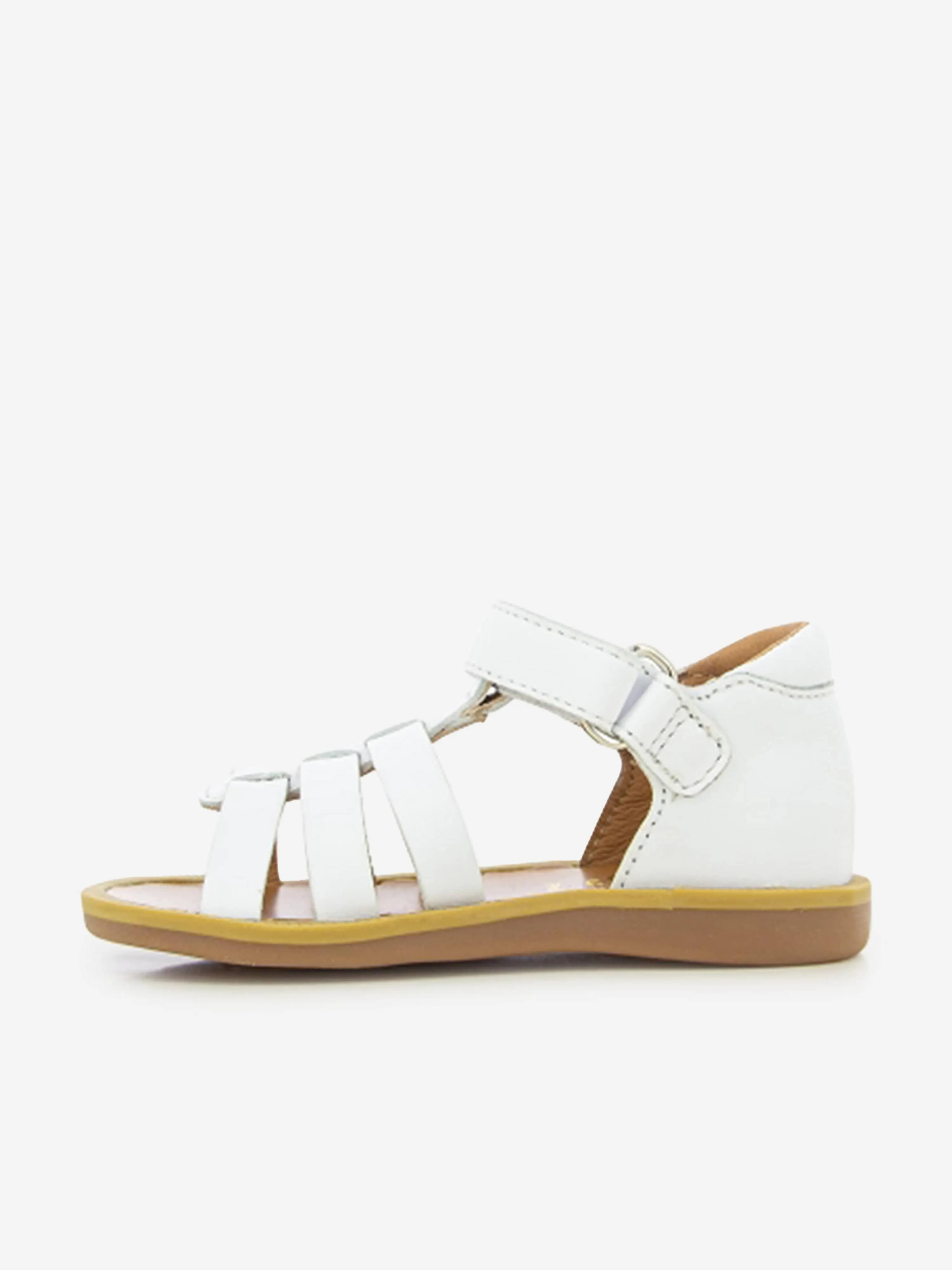 Pom D'Api Mädchen Leder Poppy Riemchen Sandalen in Weiß
