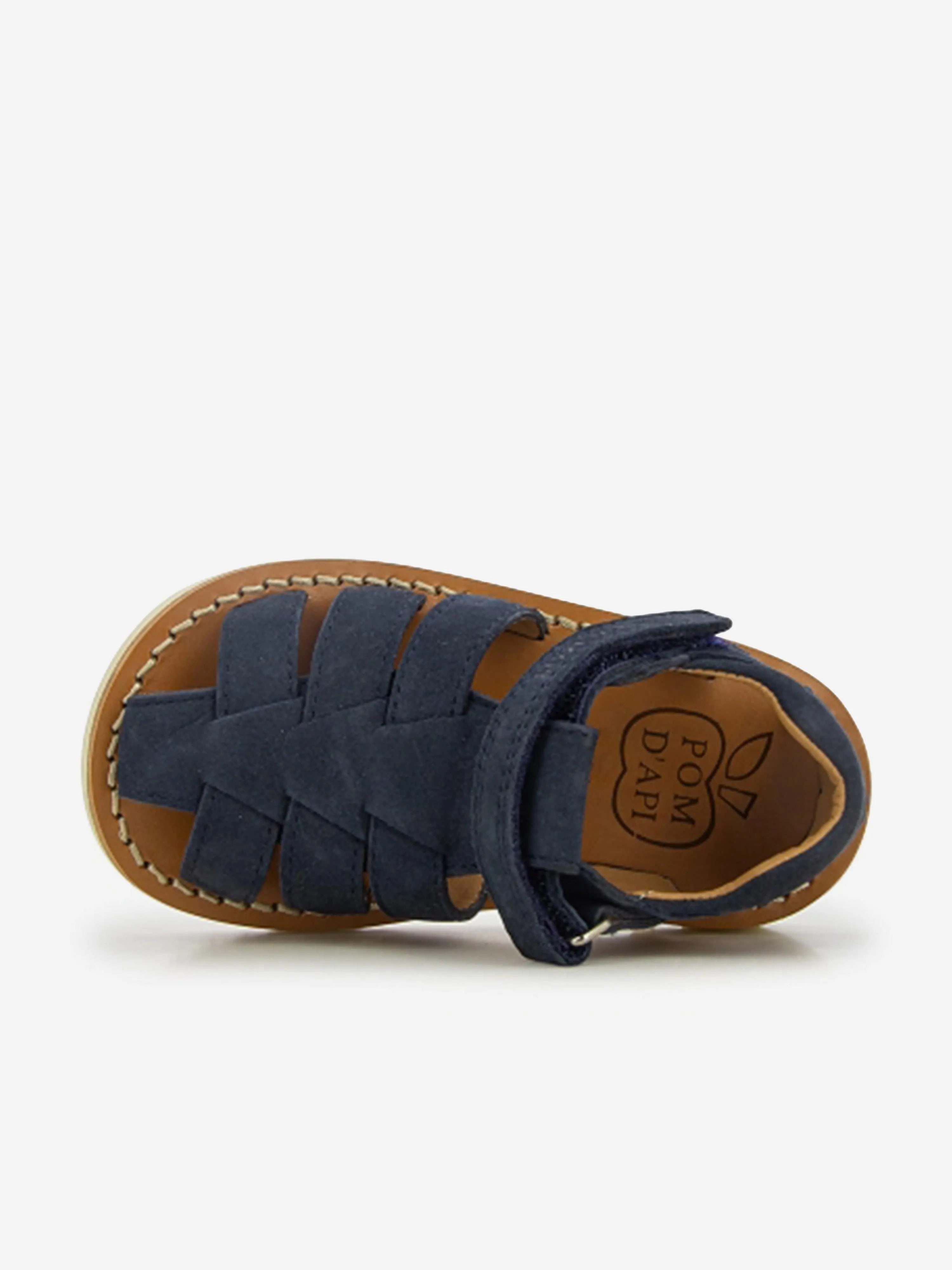 Pom D'Api Kids Leder Waff Papy Sandalen in Marineblau