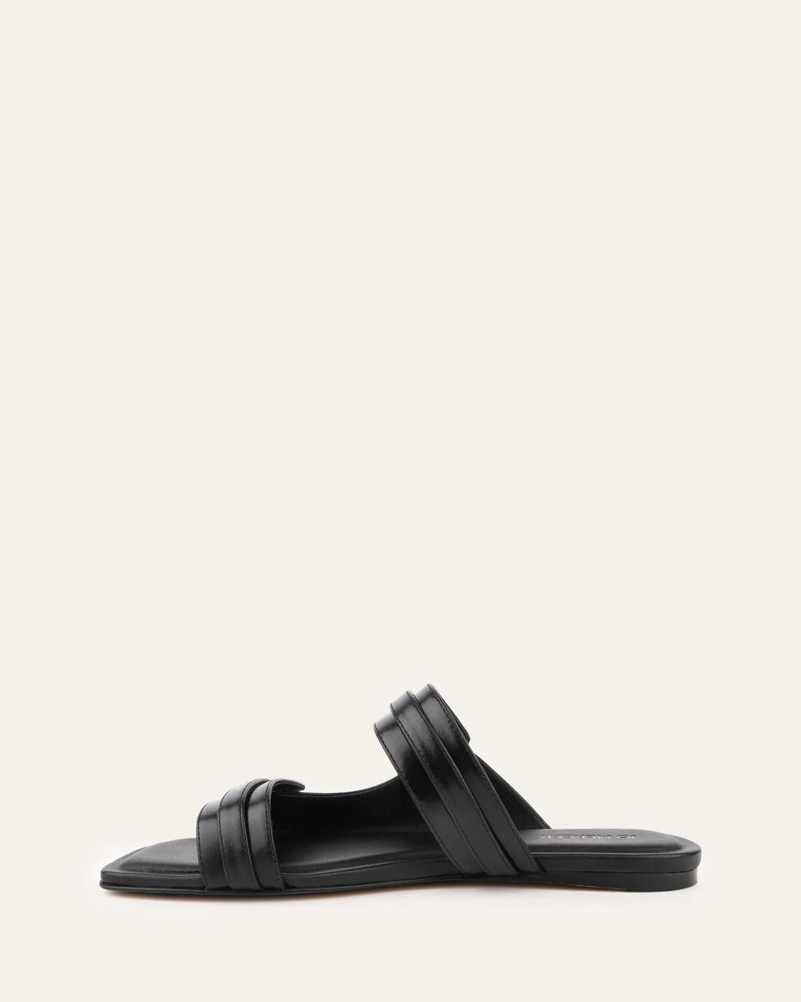 QUILL FLACH SANDALEN SCHWARZES LEDER