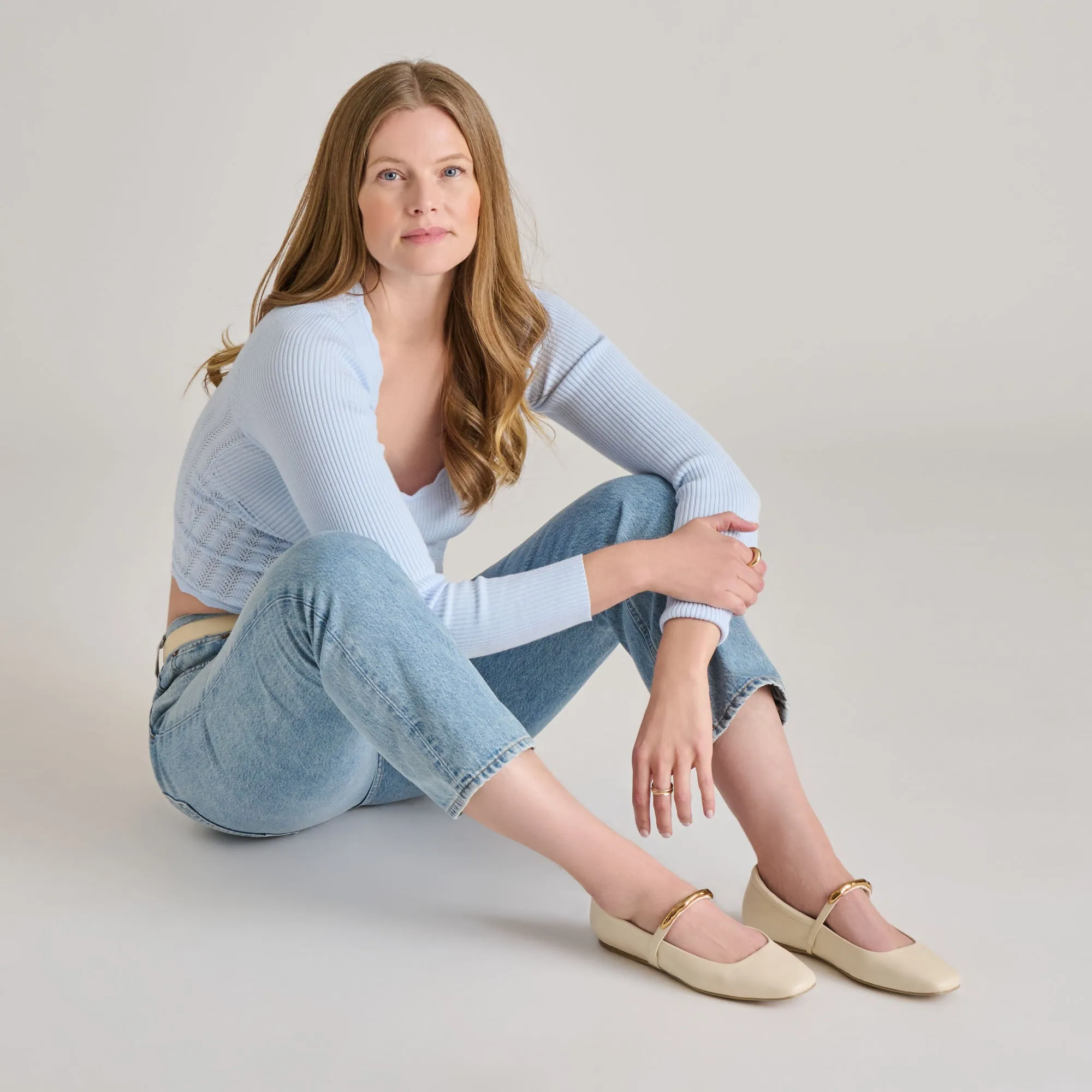 RADYA BALLETTFLATS CREME LEDER