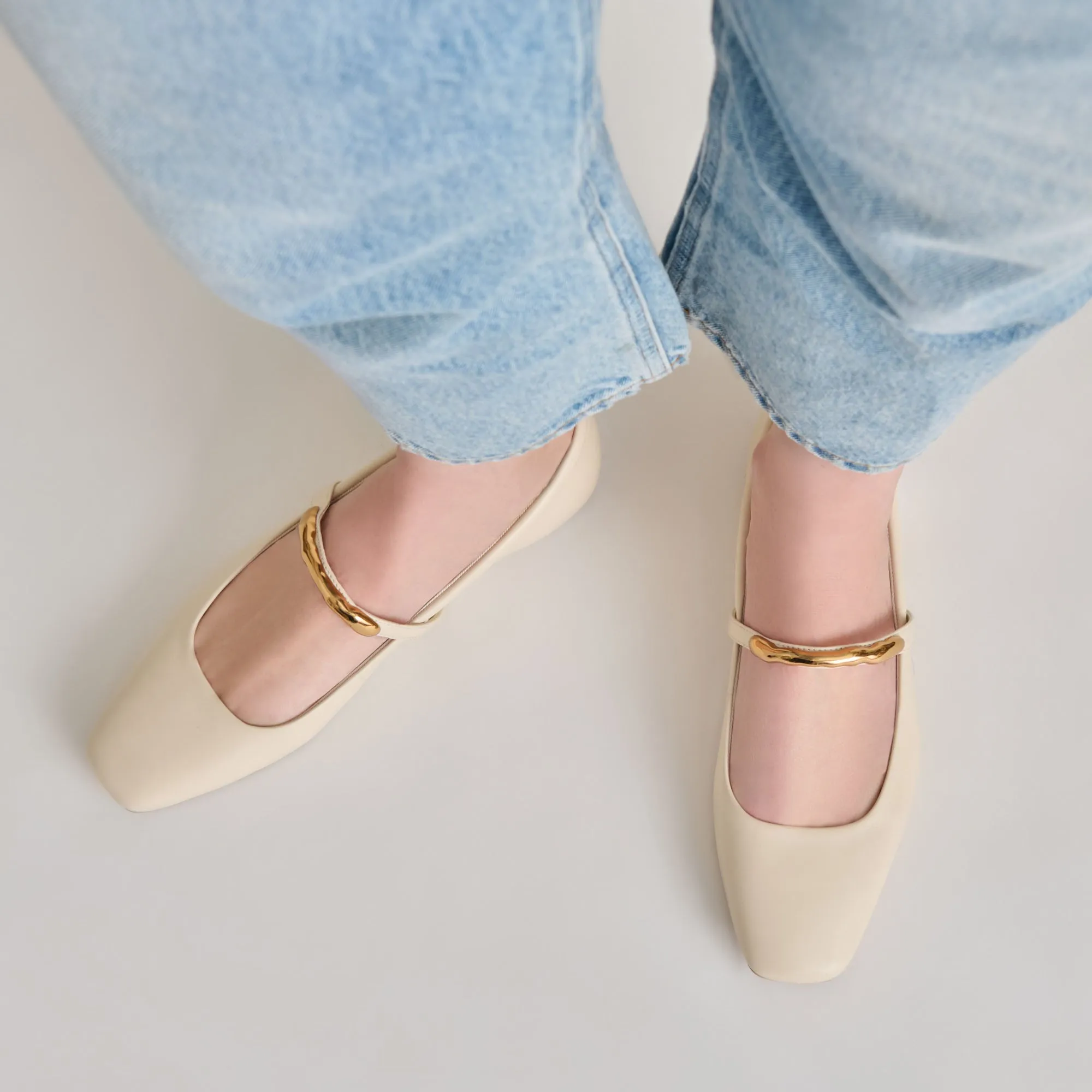 RADYA BALLETTFLATS CREME LEDER