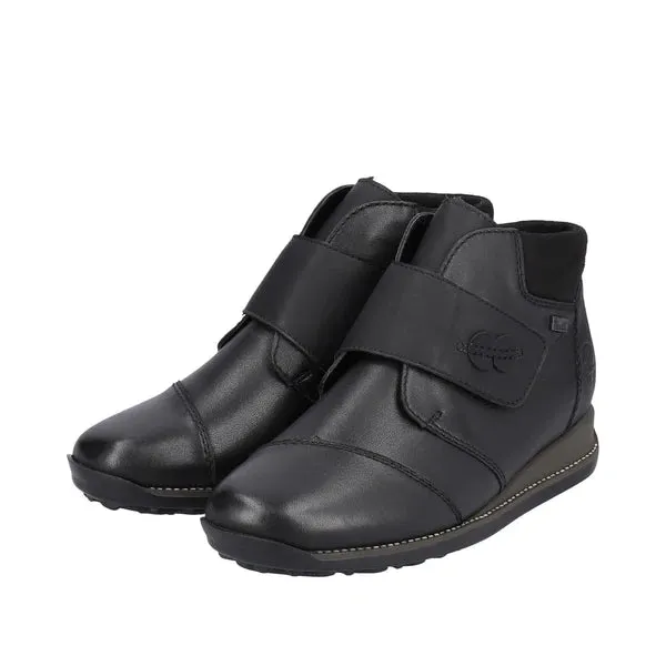 Rieker Schuhe 44255-00 Schwarze Klettverschluss RTex Knöchelstiefel