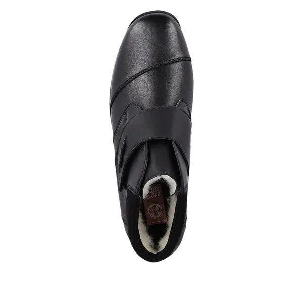 Rieker Schuhe 44255-00 Schwarze Klettverschluss RTex Knöchelstiefel
